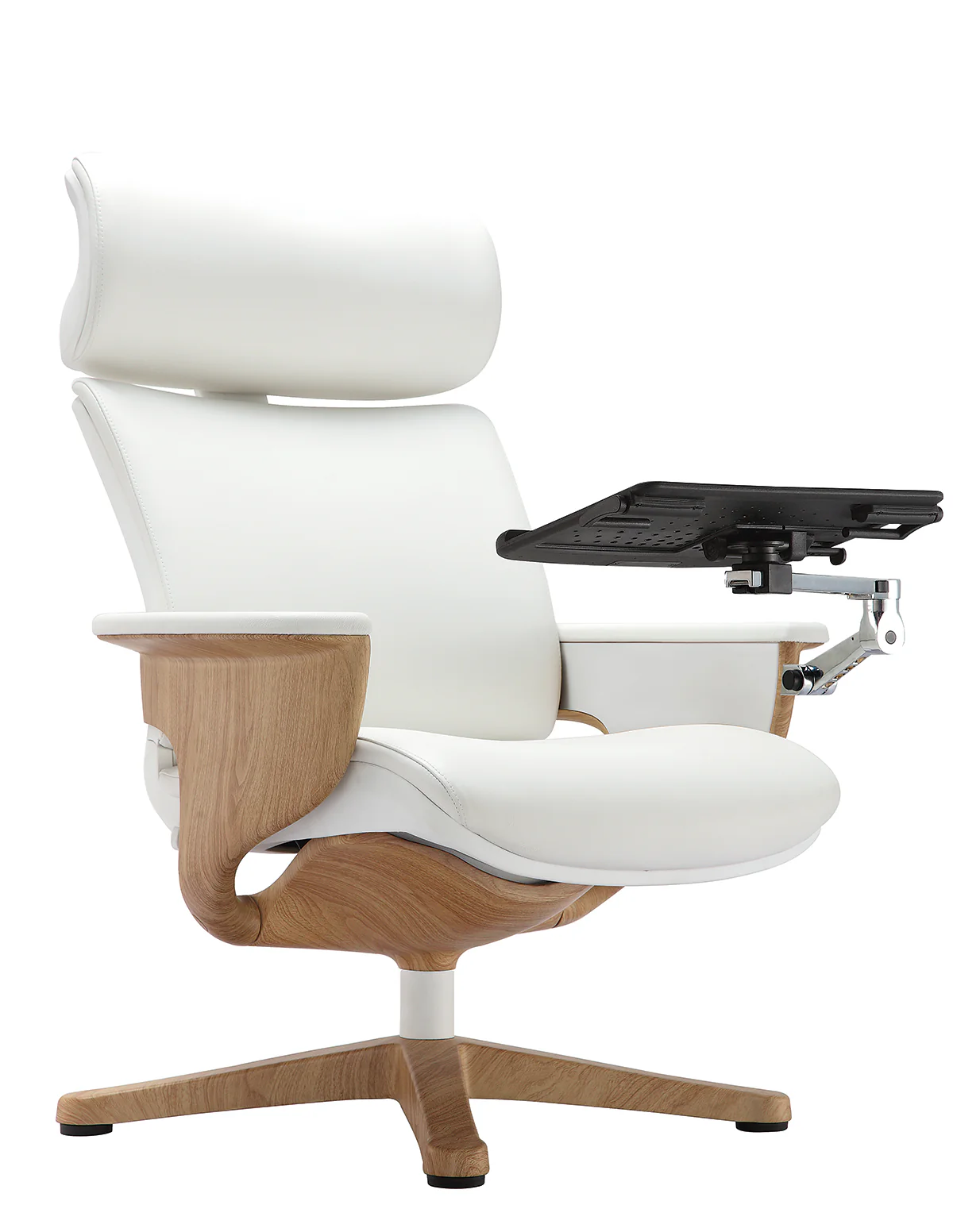 White Leather Chair By Homeroots - Image 5
