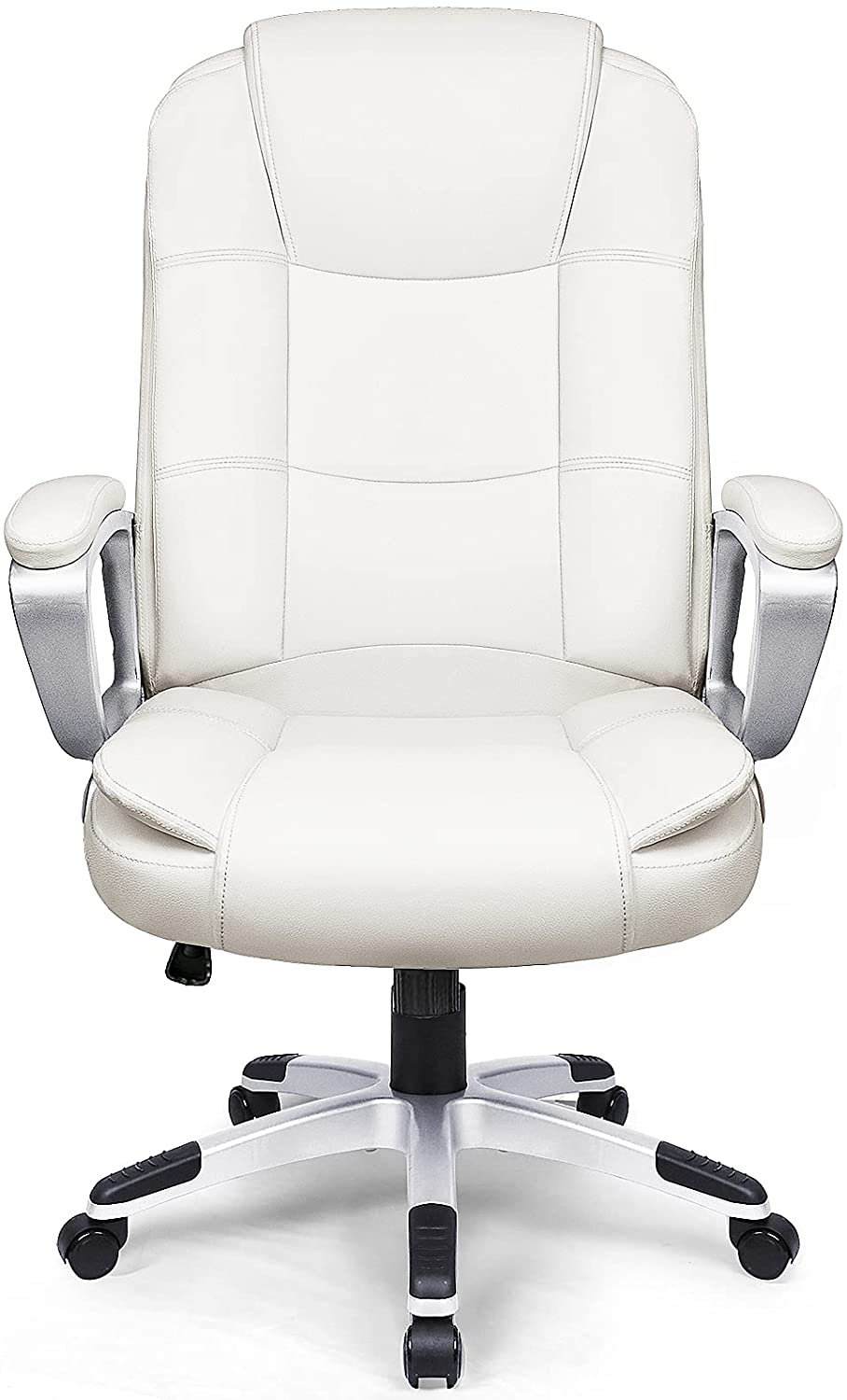 White Leather Executive Chair with Lumbar Support By Homeroots - Image 2