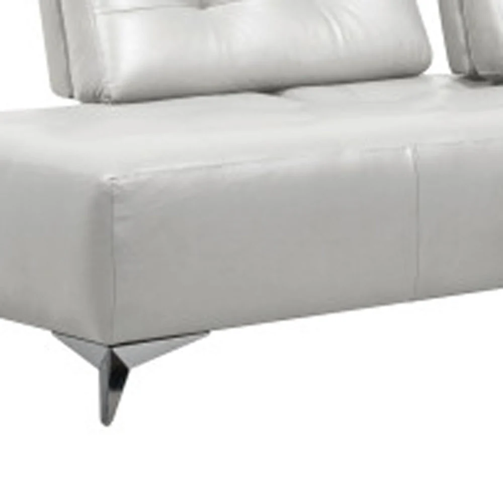 White Leather L Shaped Two Piece Seating Component By Homeroots - Image 2
