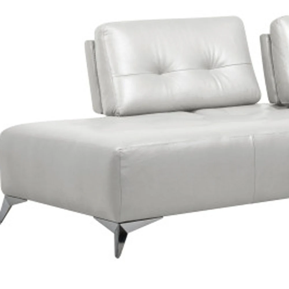 White Leather L Shaped Two Piece Seating Component By Homeroots - Image 3