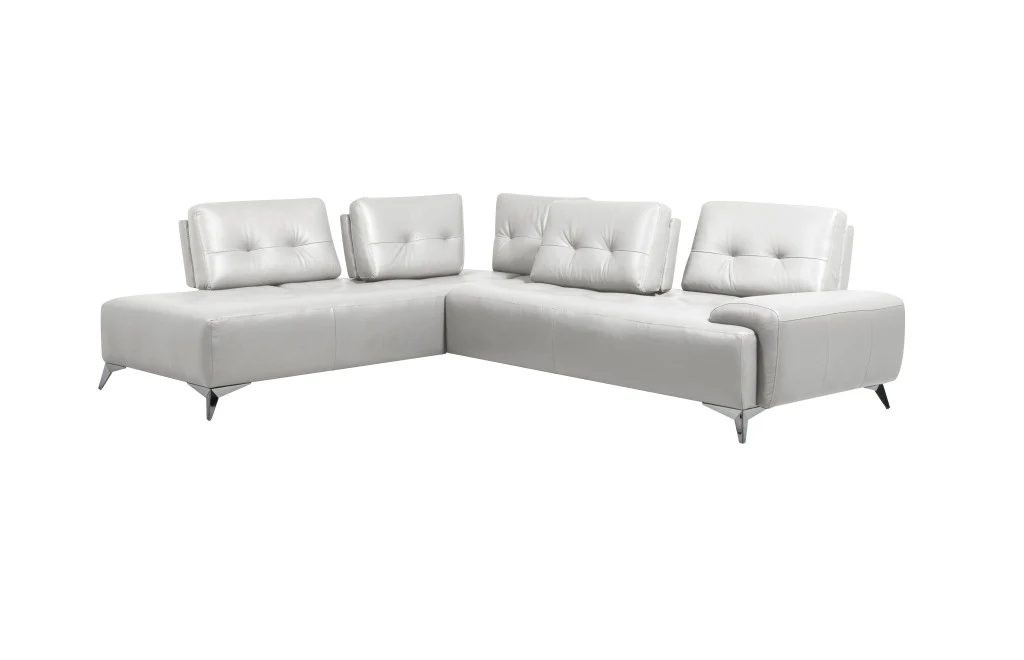 White Leather L Shaped Two Piece Seating Component By Homeroots - Image 4
