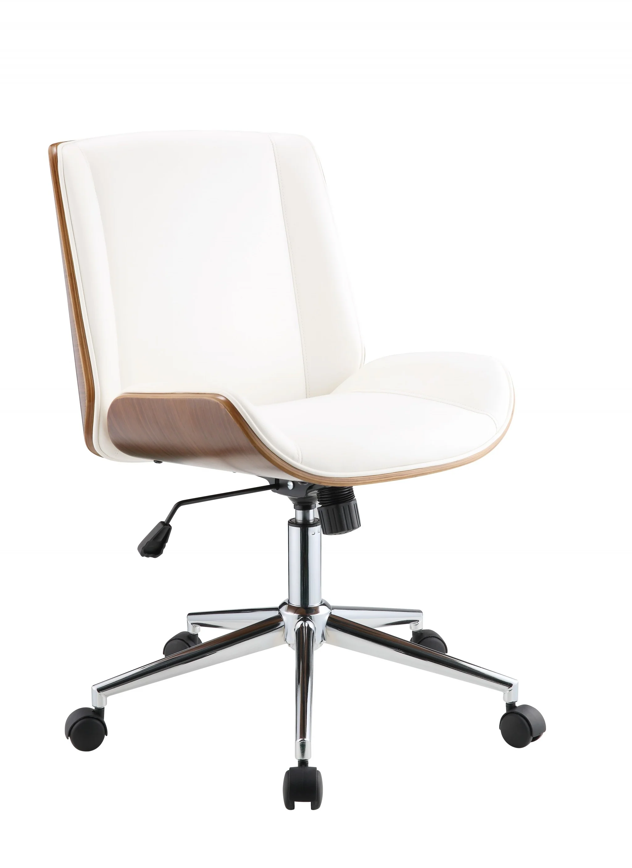 White Leatherette And Walnut Office Chair By Homeroots - 319081 - Image 2