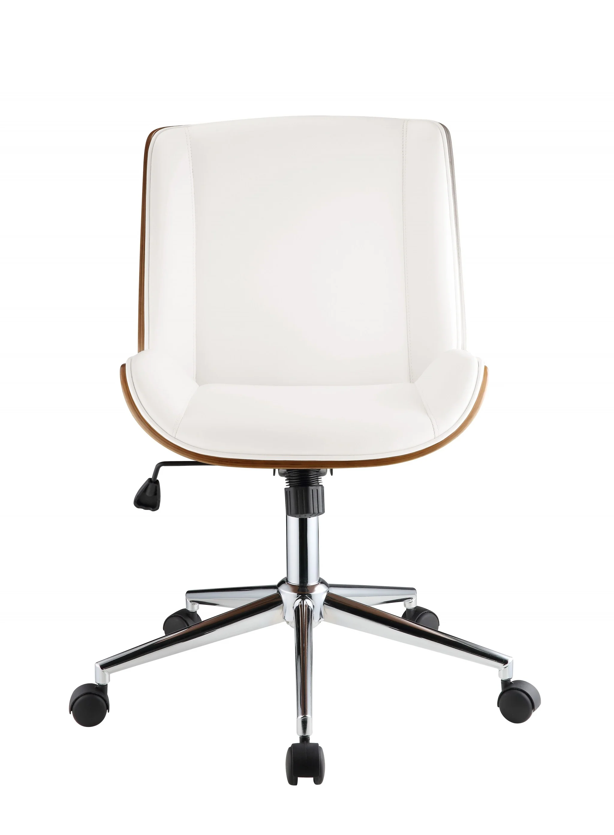 White Leatherette And Walnut Office Chair By Homeroots - 319081 - Image 3