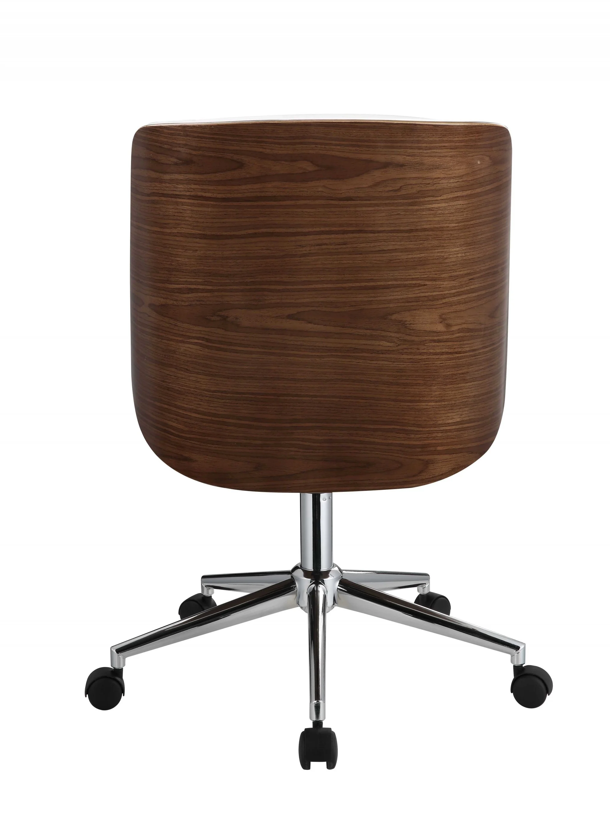 White Leatherette And Walnut Office Chair By Homeroots - 319081 - Image 5