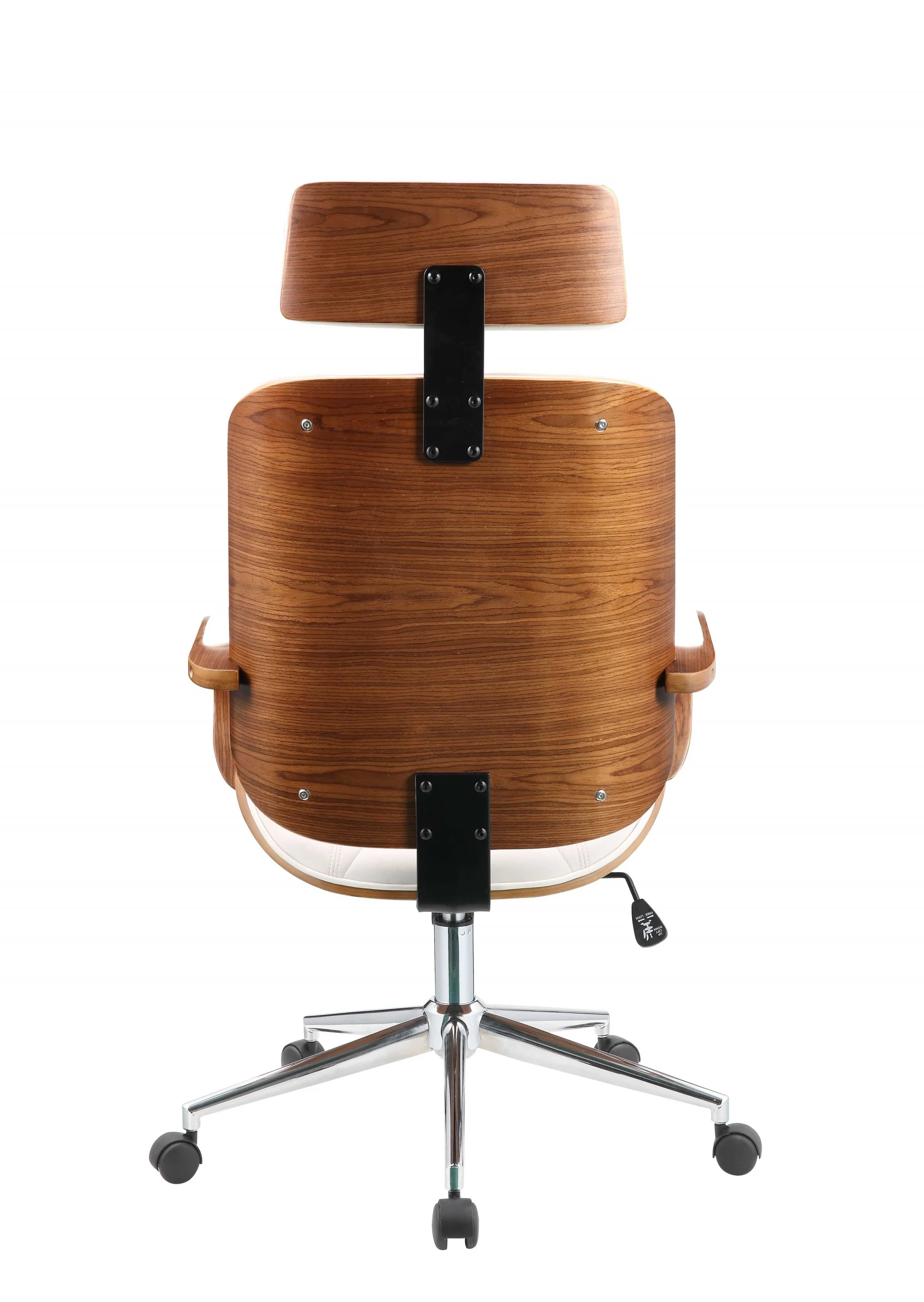 White Leatherette And Walnut Office Chair By Homeroots - 319082 - Image 5