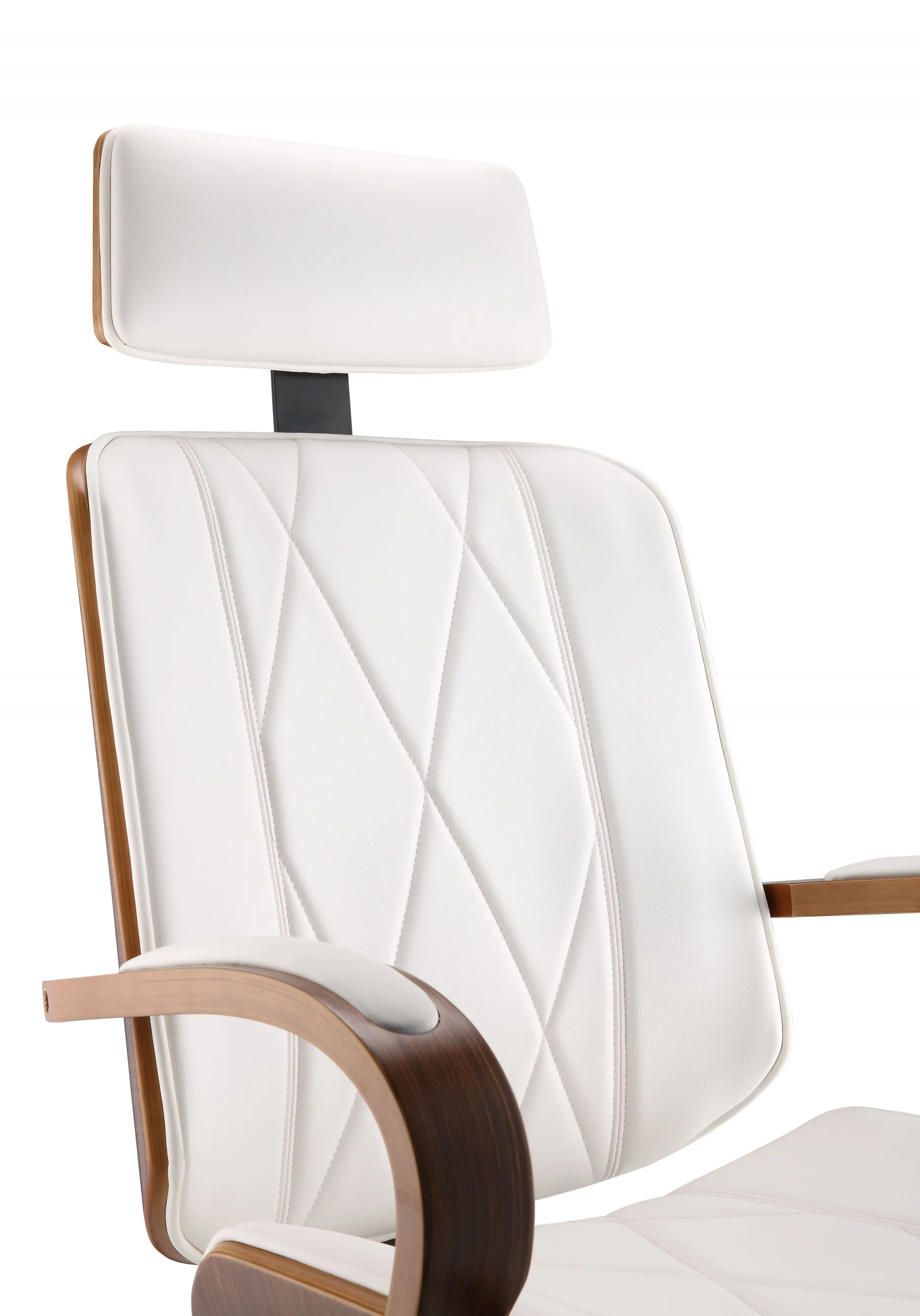 White Leatherette And Walnut Office Chair By Homeroots - 319082 - Image 6