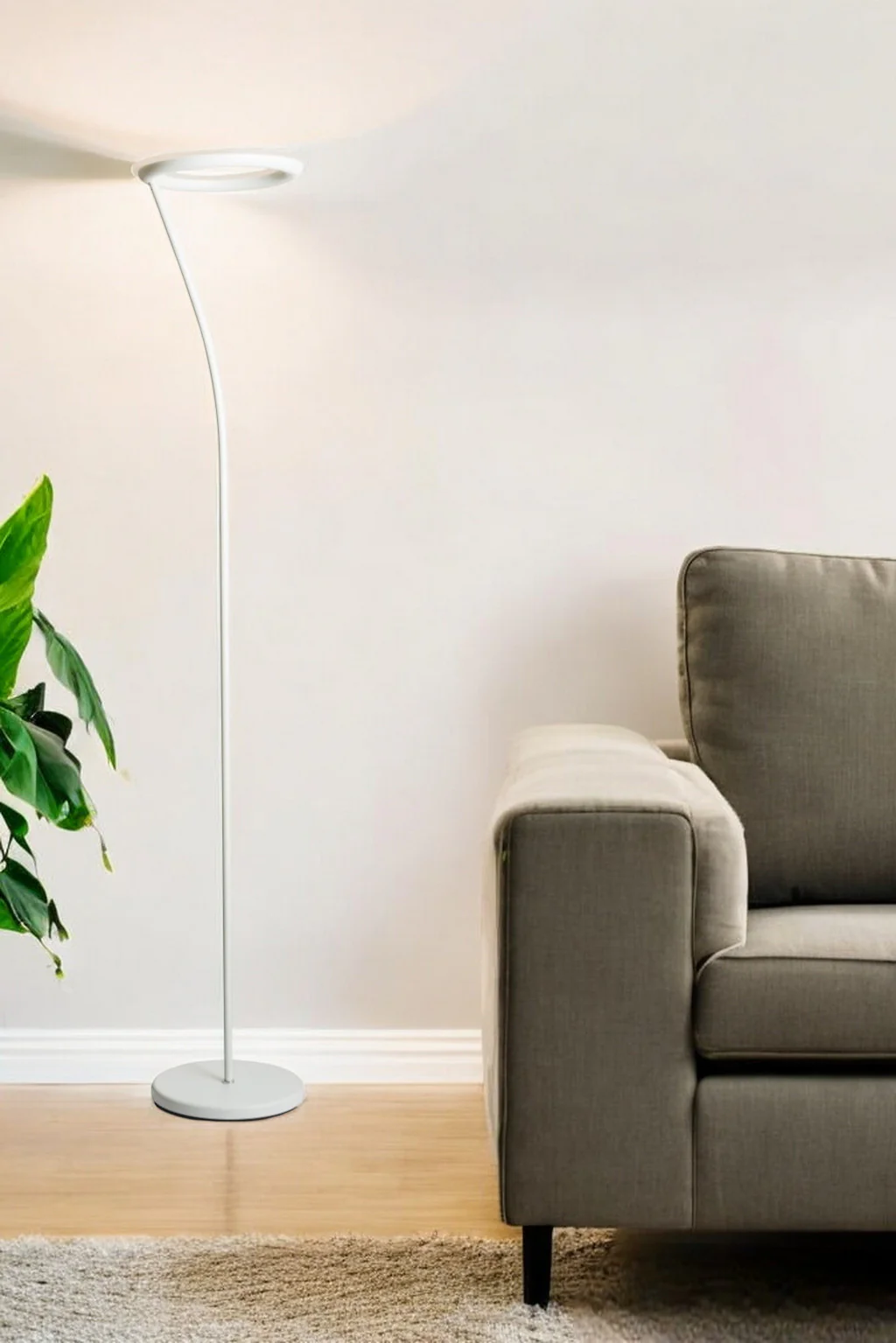 White LED Torchiere Floor Lamp With White By Homeroots - Image 2