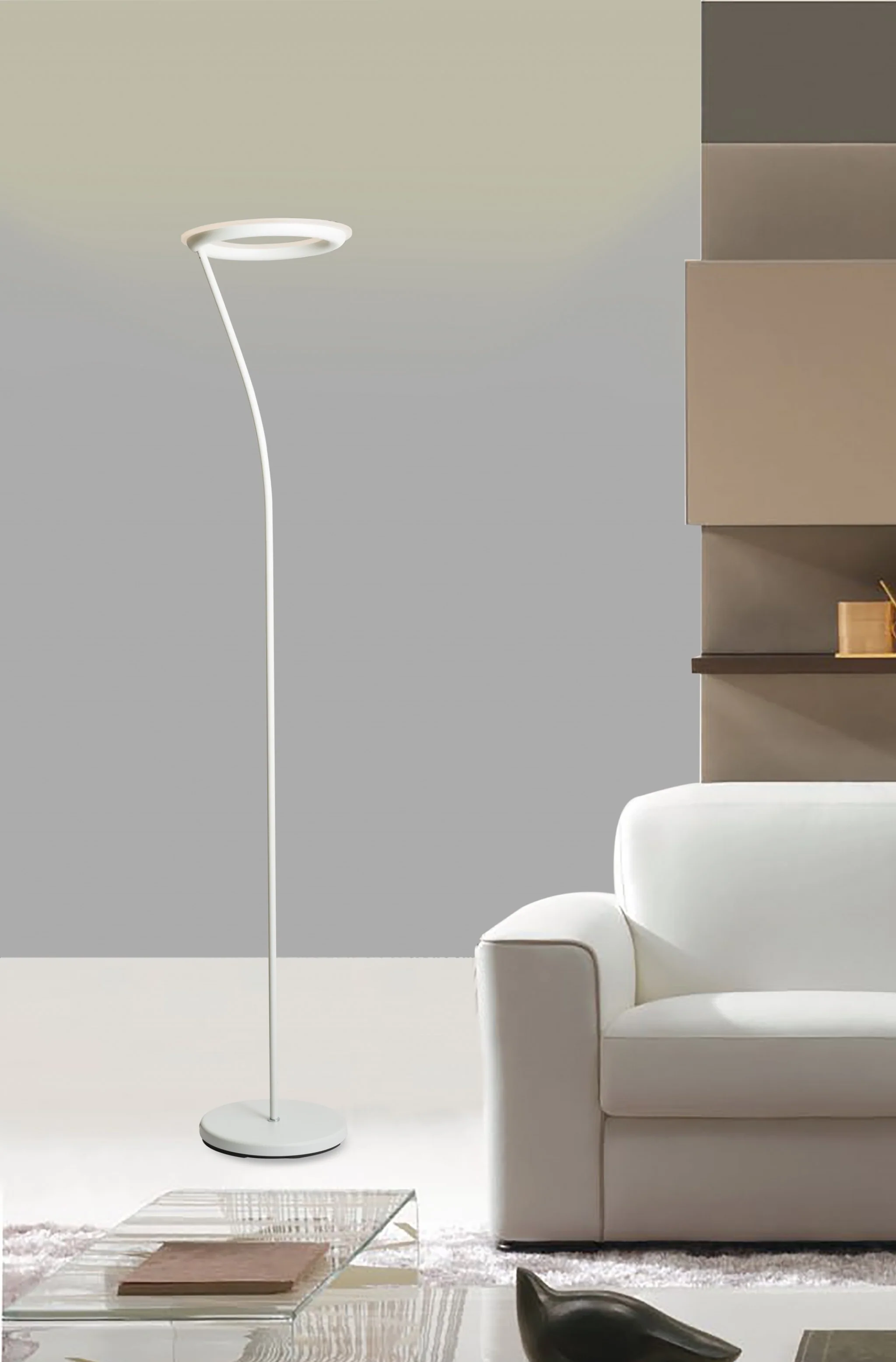 White LED Torchiere Floor Lamp With White By Homeroots - Image 6