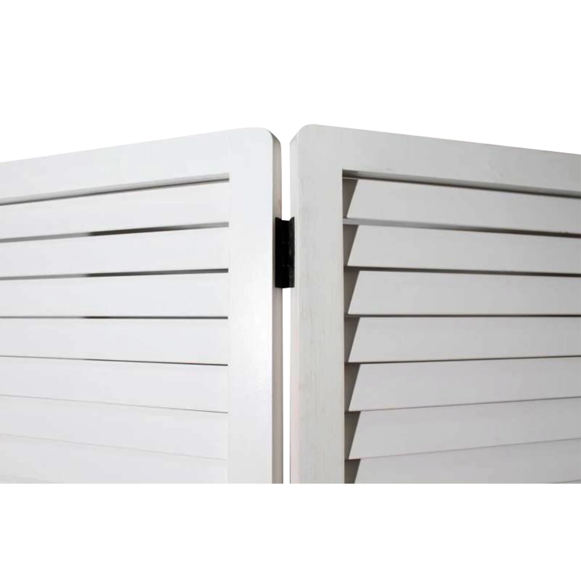 White Louvered Three Panel Room Divider Screen By Homeroots - Image 5