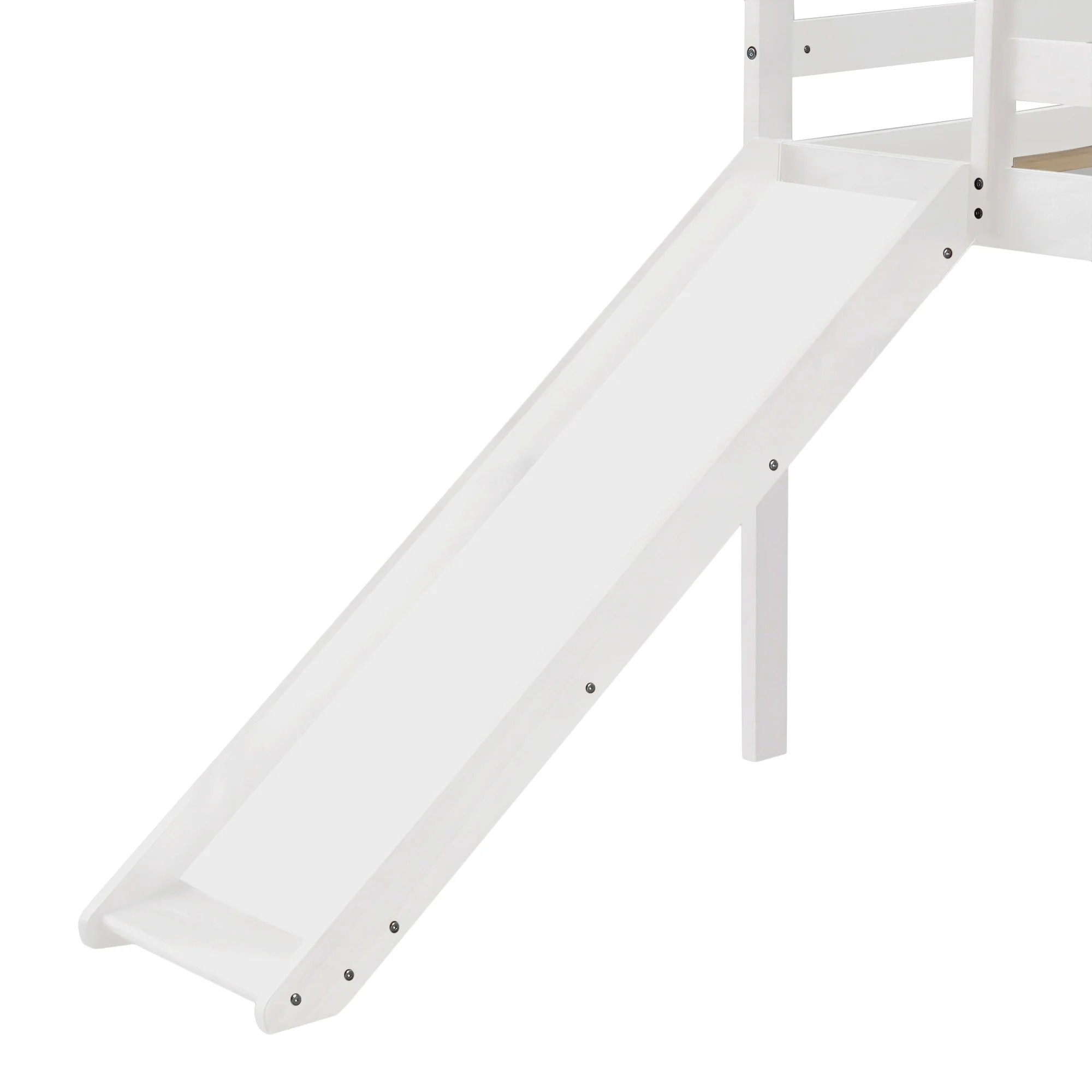 White Low Loft Bed With Slide By Homeroots - Image 5