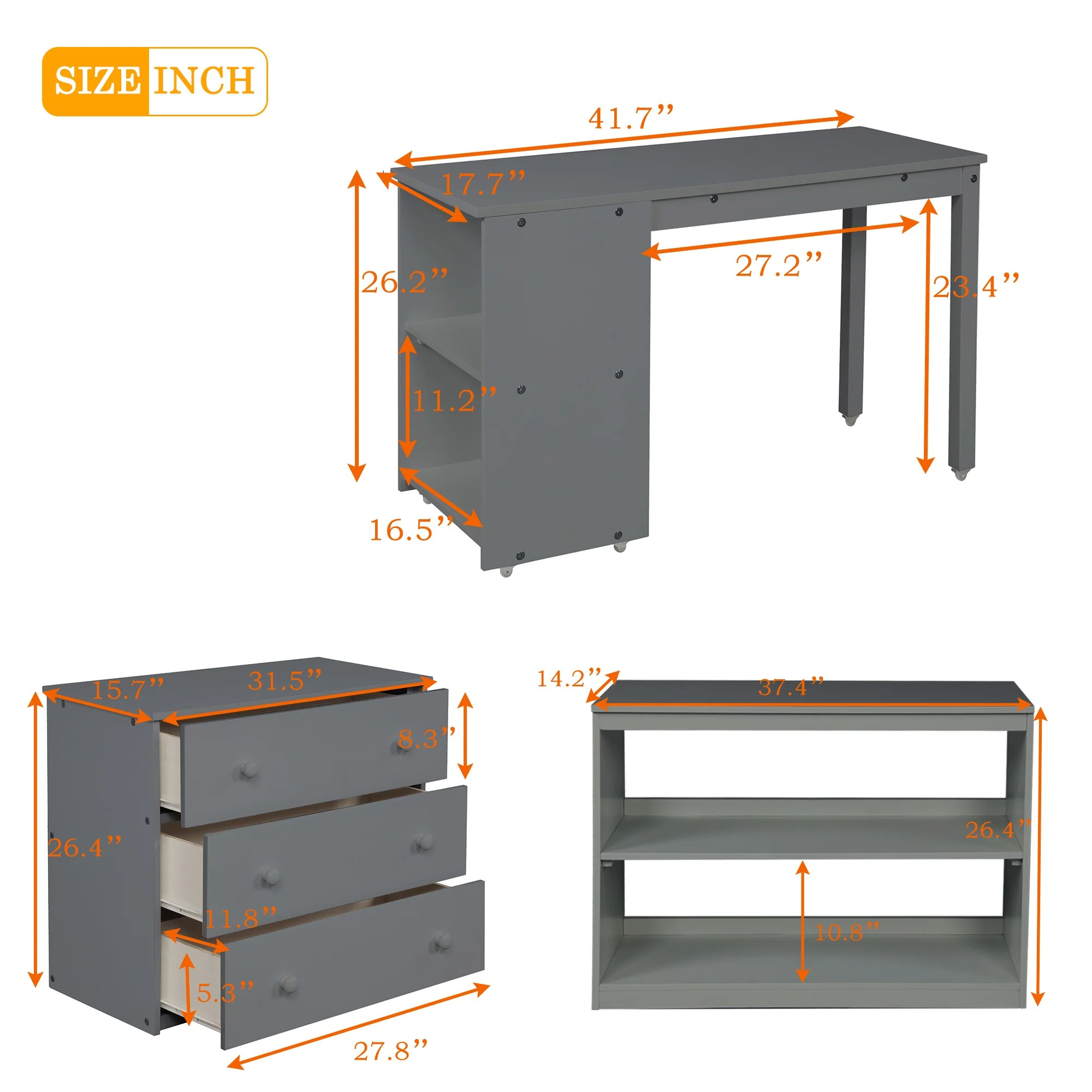 White Low Twin Loft Bed With Cabinet And Desk By Homeroots - Image 13