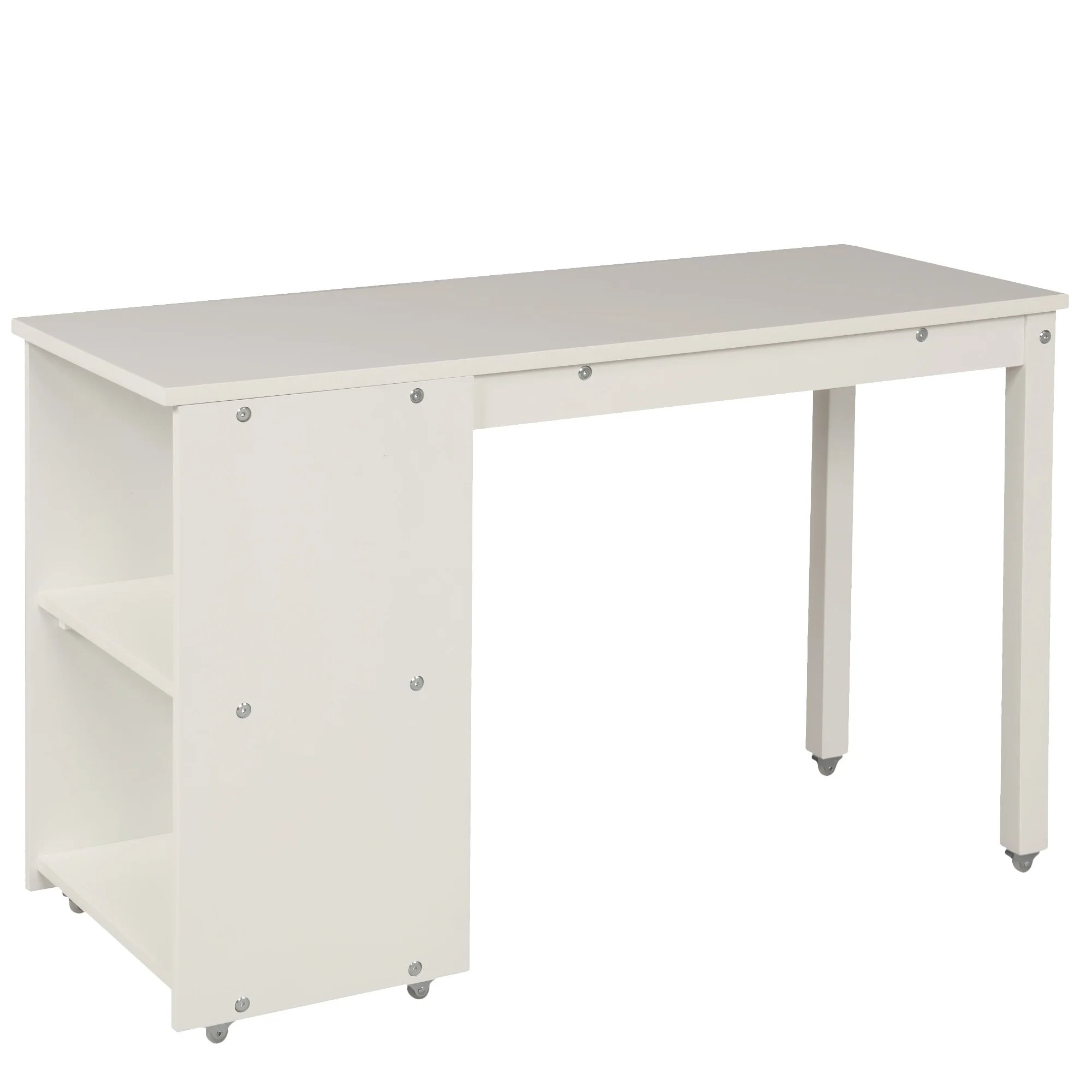 White Low Twin Loft Bed With Cabinet And Desk By Homeroots - Image 5