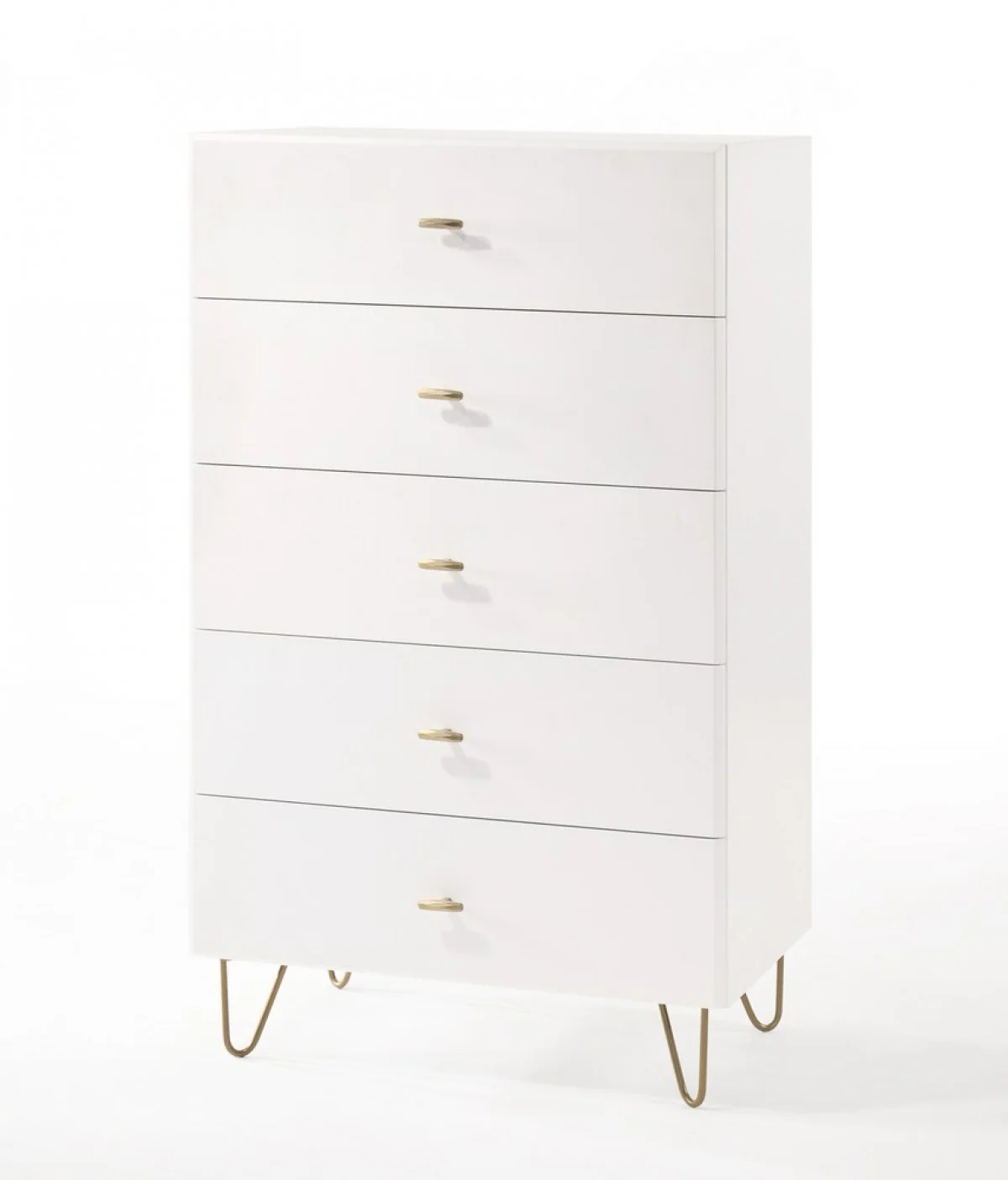 White Manufactured Wood Five Drawer Chest By Homeroots - Image 2