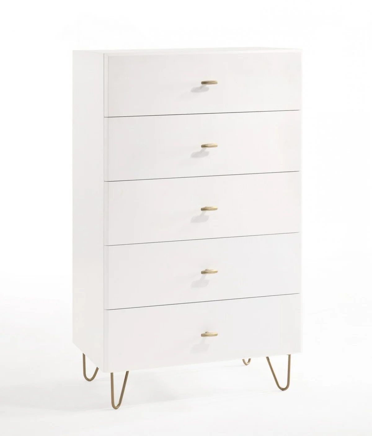White Manufactured Wood Five Drawer Chest By Homeroots - Image 3