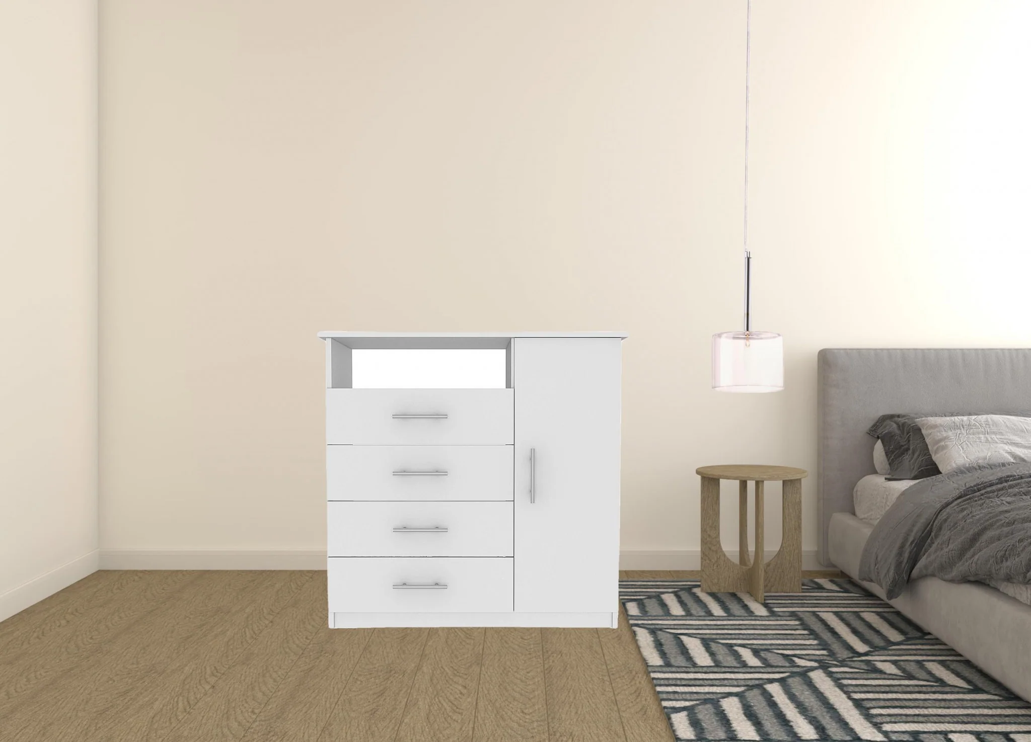 White Manufactured Wood Four Drawer Combo Dresser By Homeroots - Image 2