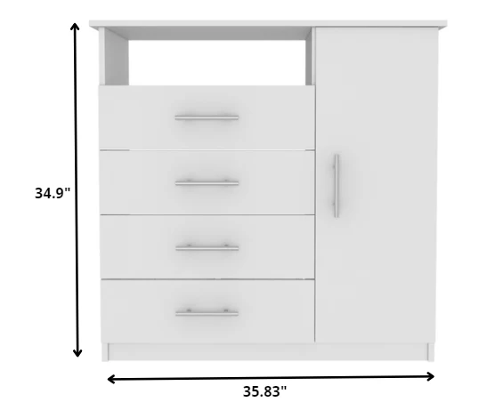 White Manufactured Wood Four Drawer Combo Dresser By Homeroots - Image 5