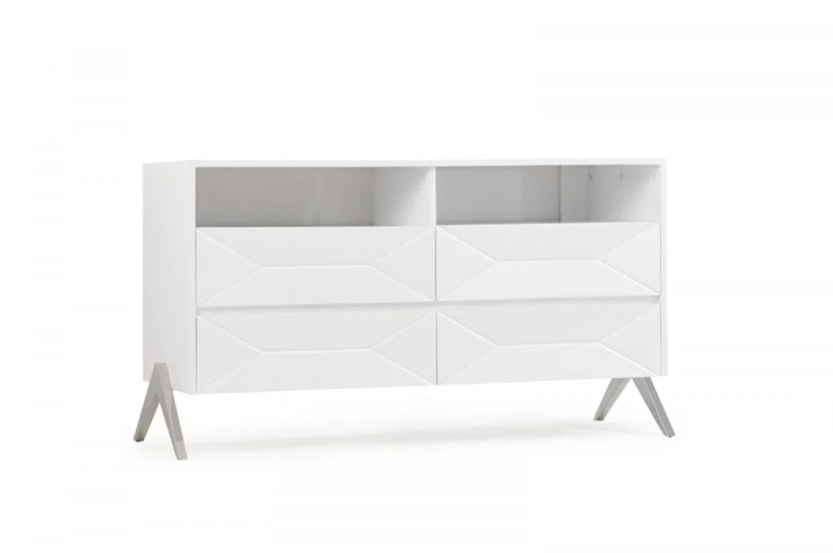 White Manufactured Wood Four Drawer Double Dresser By Homeroots - Image 2