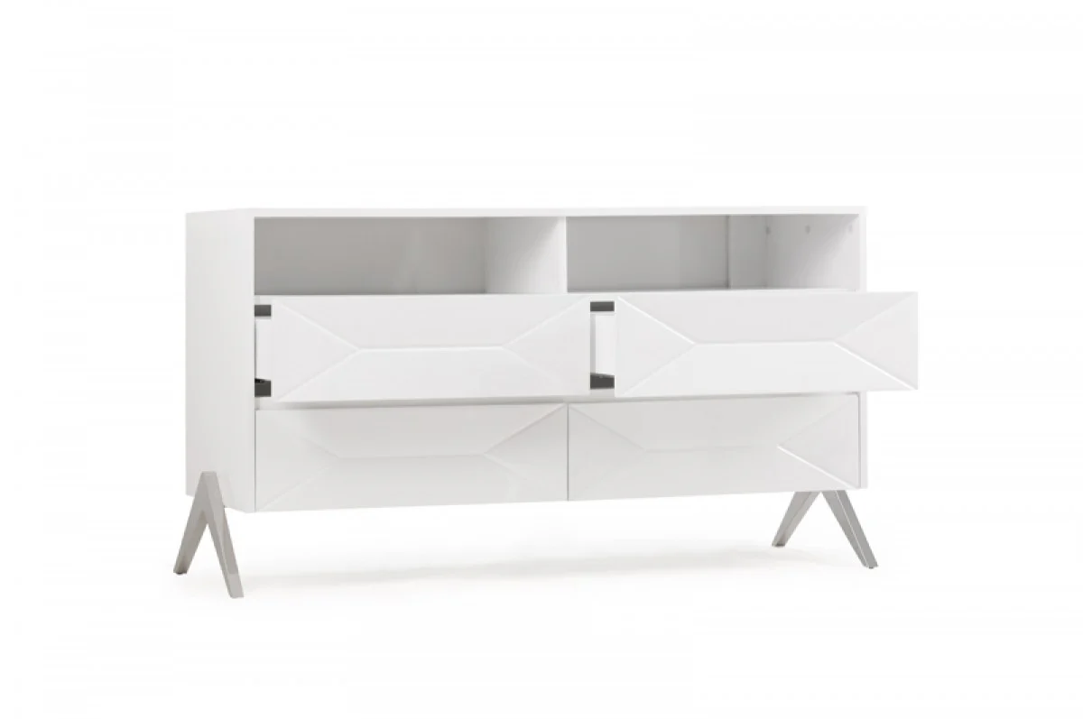 White Manufactured Wood Four Drawer Double Dresser By Homeroots - Image 3