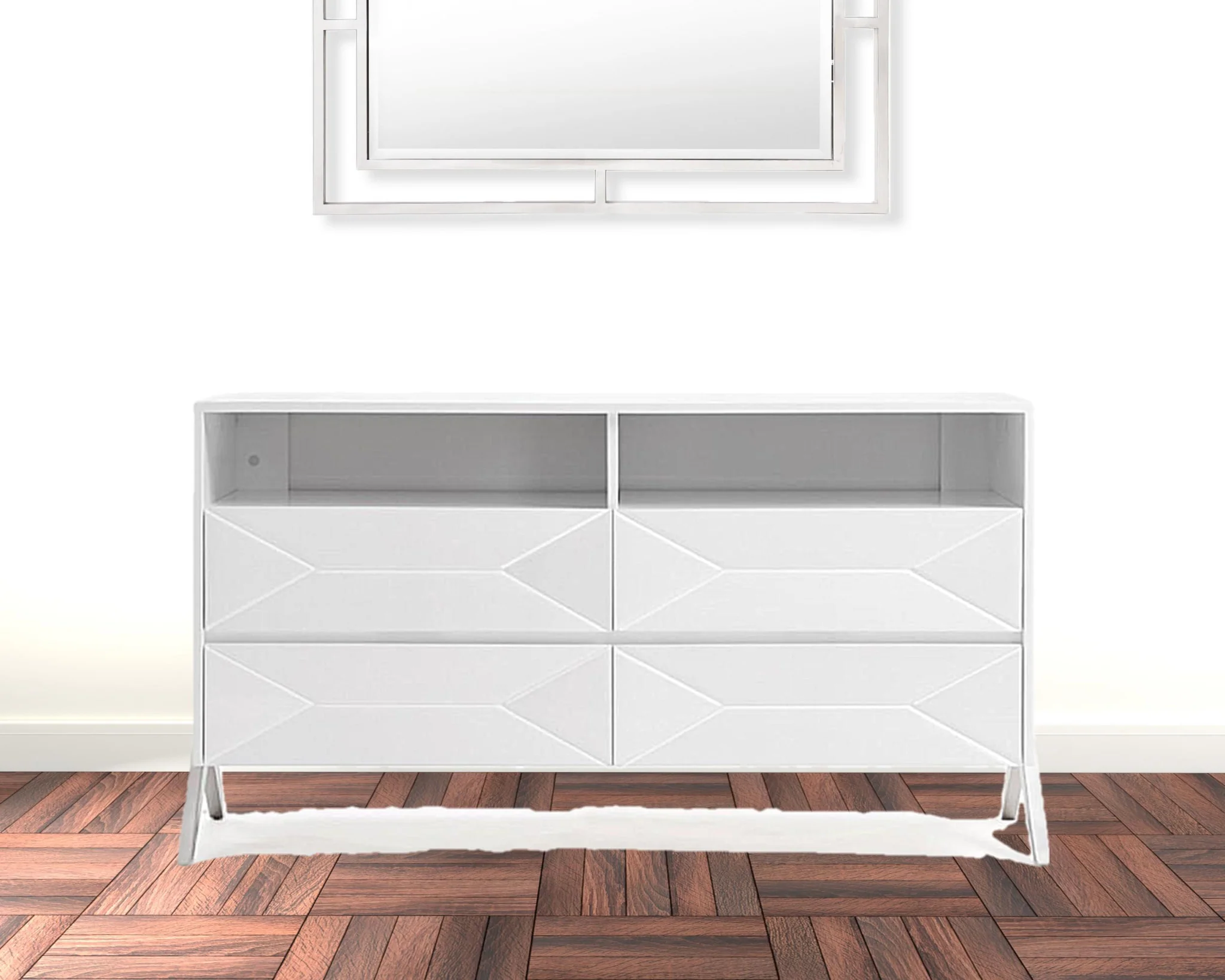 White Manufactured Wood Four Drawer Double Dresser By Homeroots - Image 5