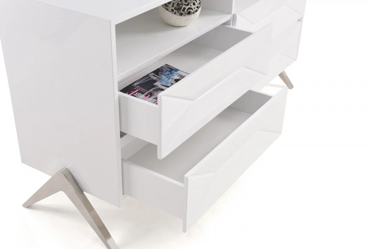 White Manufactured Wood Four Drawer Double Dresser By Homeroots - Image 6