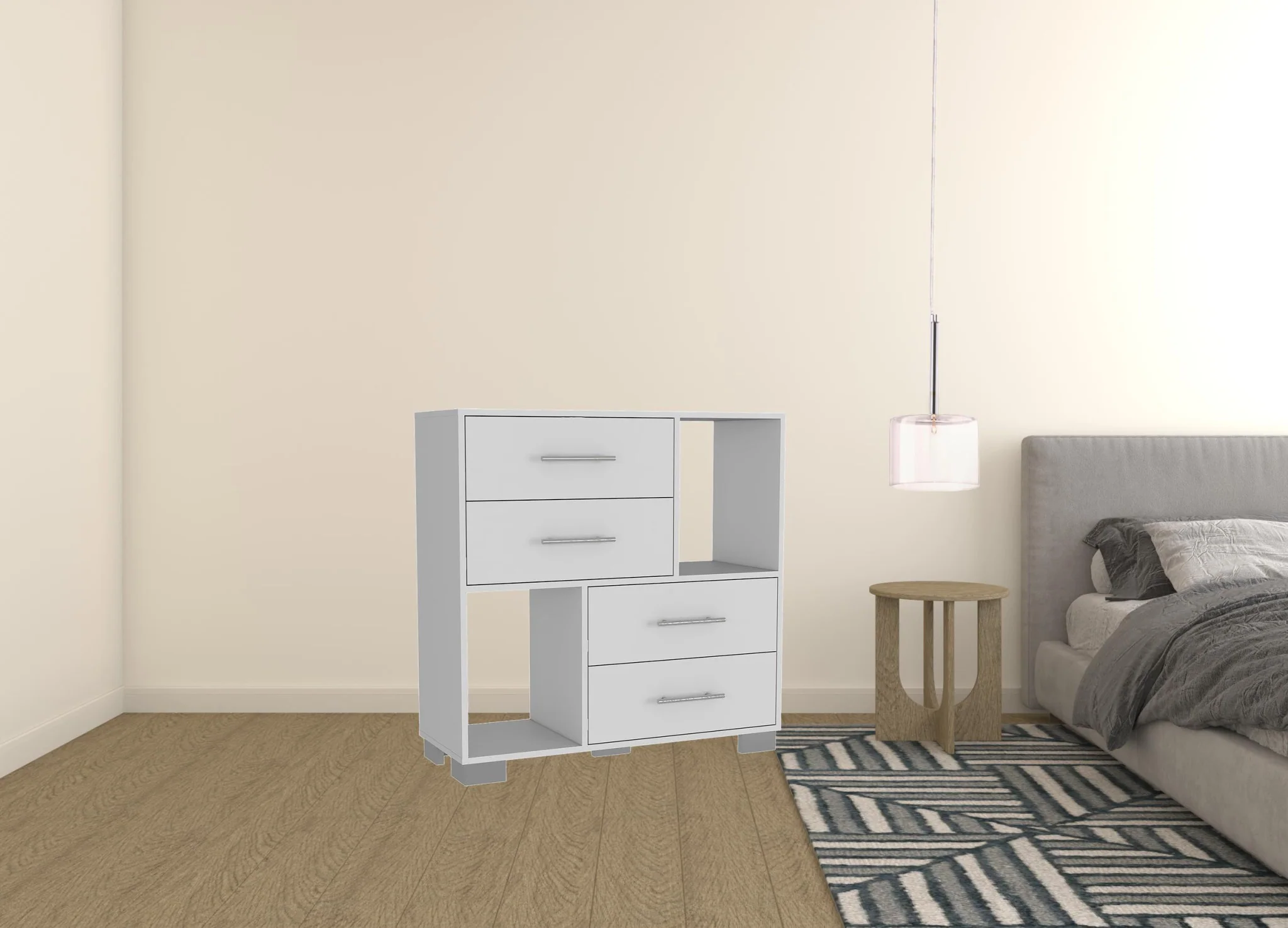 White Manufactured Wood Four Drawer Dresser By Homeroots - Image 2