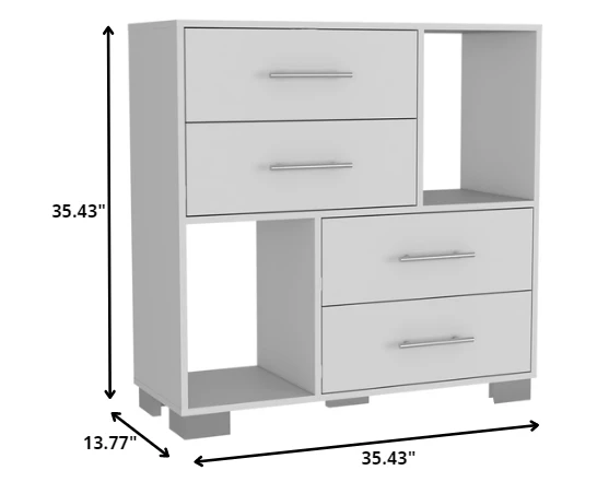 White Manufactured Wood Four Drawer Dresser By Homeroots - Image 5