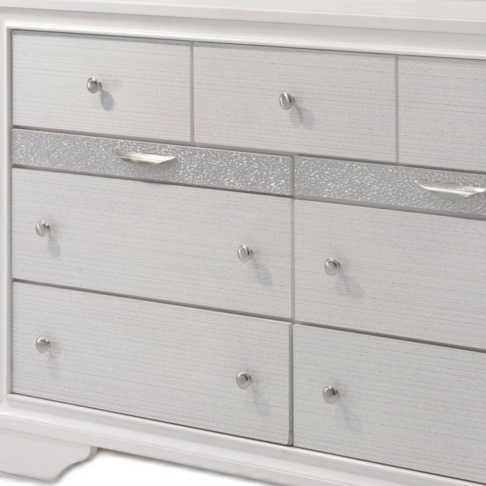 White Manufactured Wood Nine Drawer Triple Dresser By Homeroots - Image 3