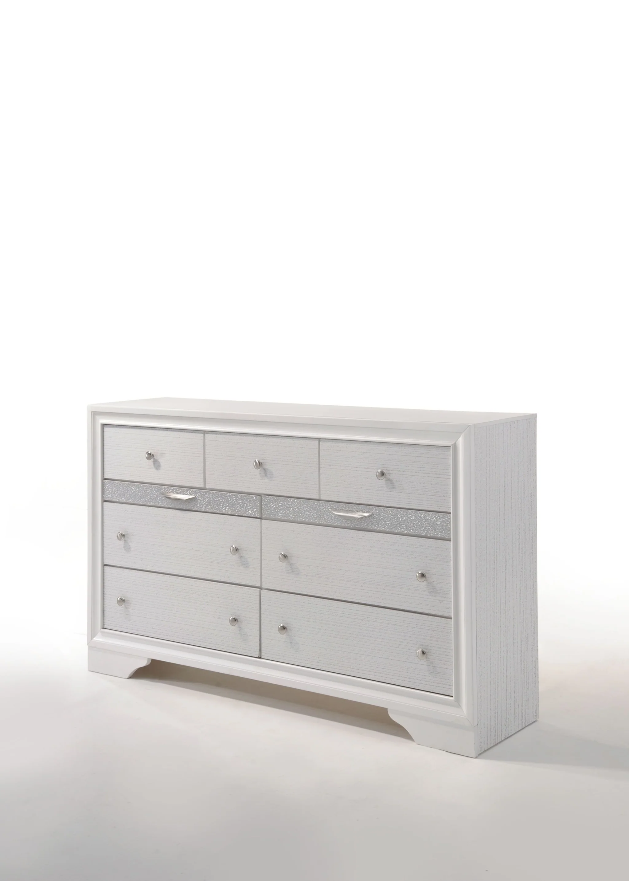 White Manufactured Wood Nine Drawer Triple Dresser By Homeroots - Image 4