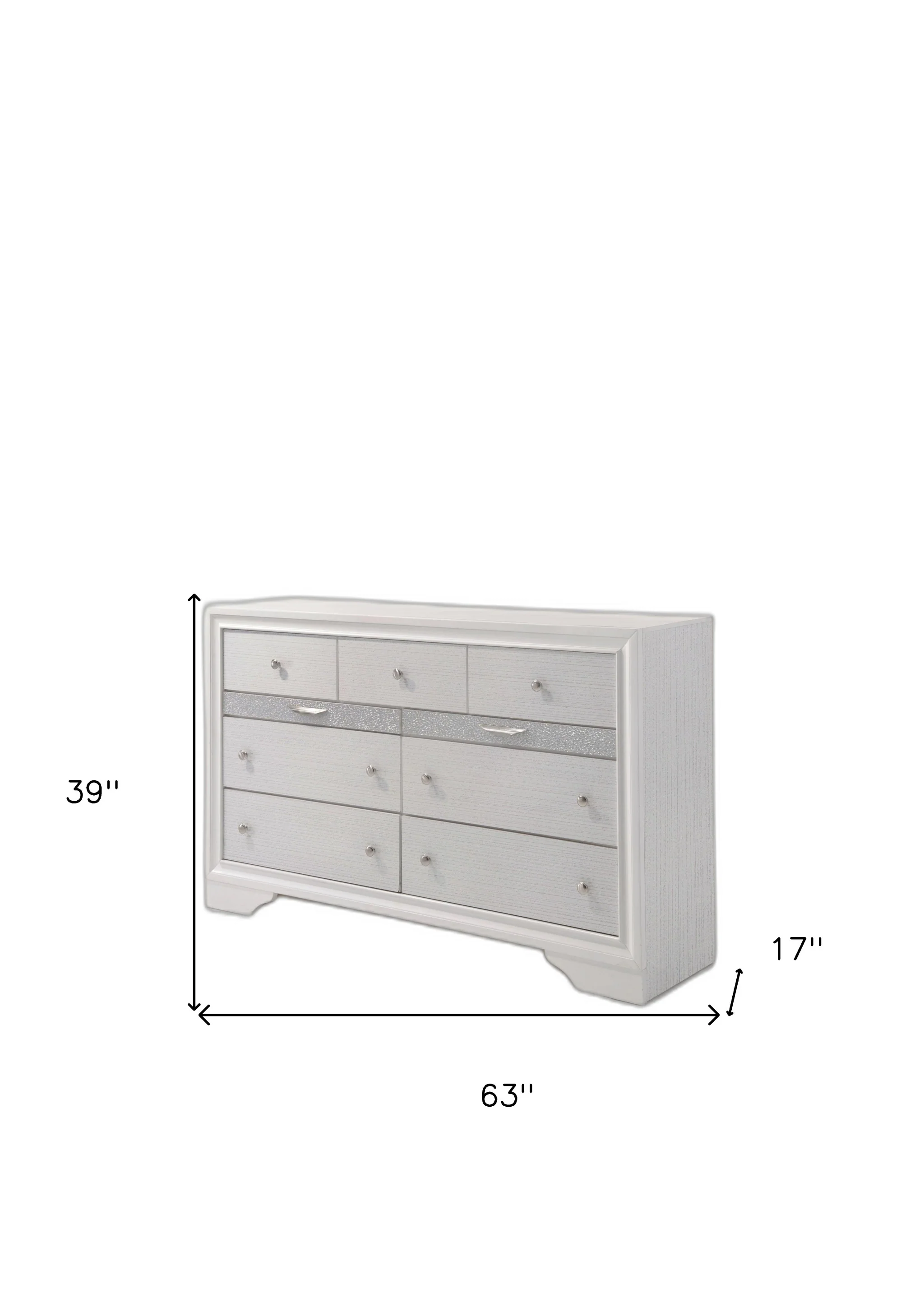 White Manufactured Wood Nine Drawer Triple Dresser By Homeroots - Image 5