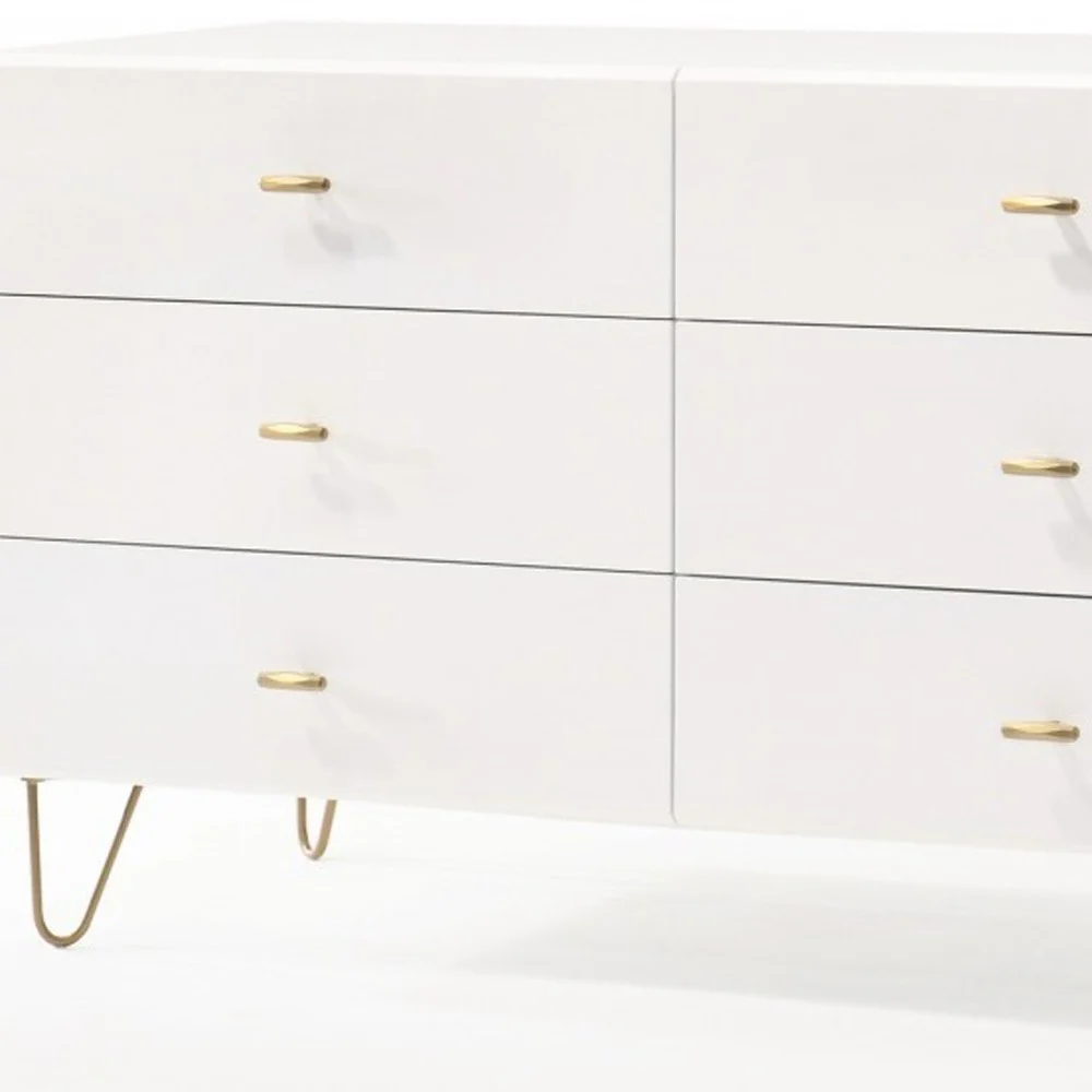 White Manufactured Wood Six Drawer Double Dresser By Homeroots - Image 3