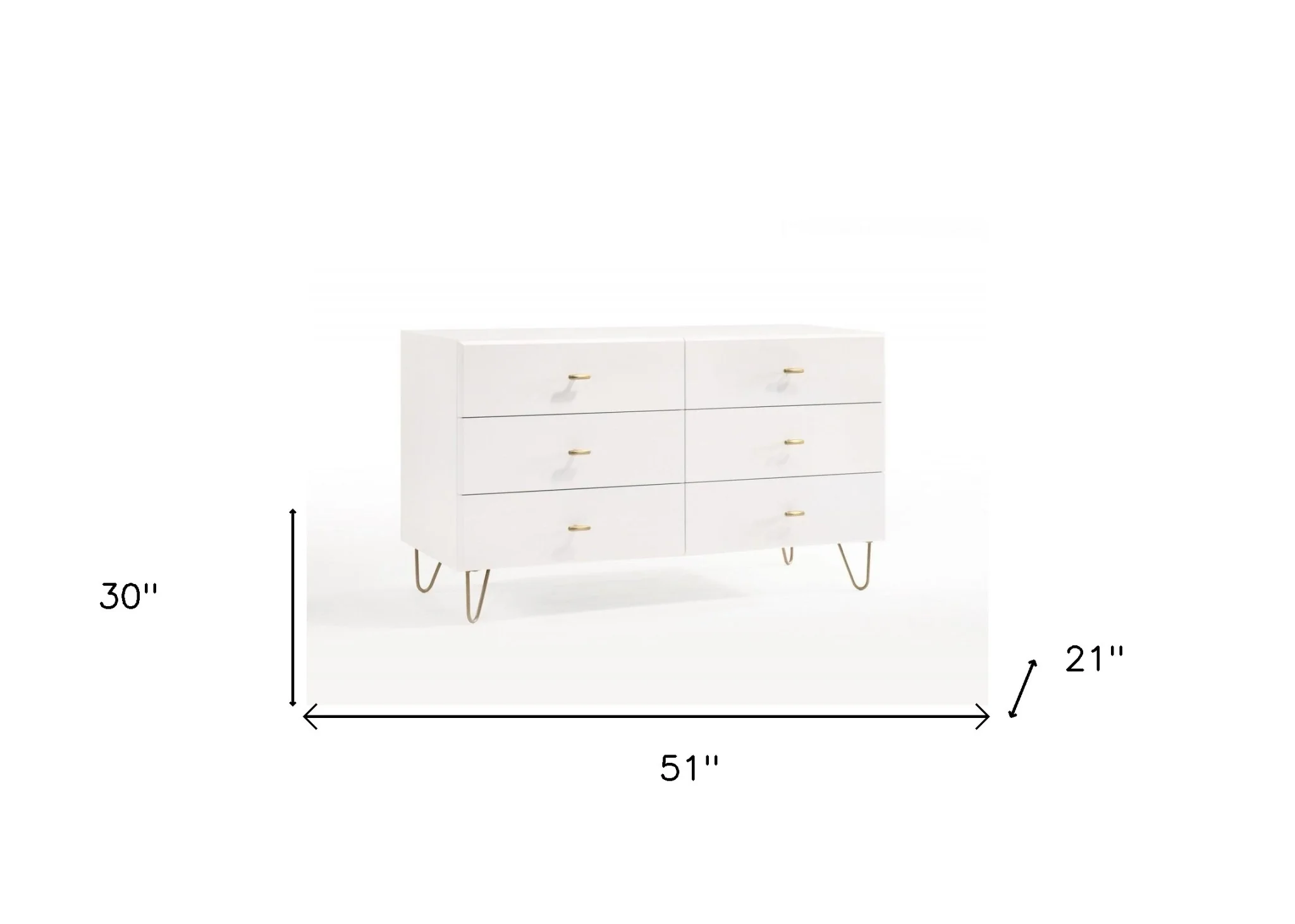 White Manufactured Wood Six Drawer Double Dresser By Homeroots - Image 4