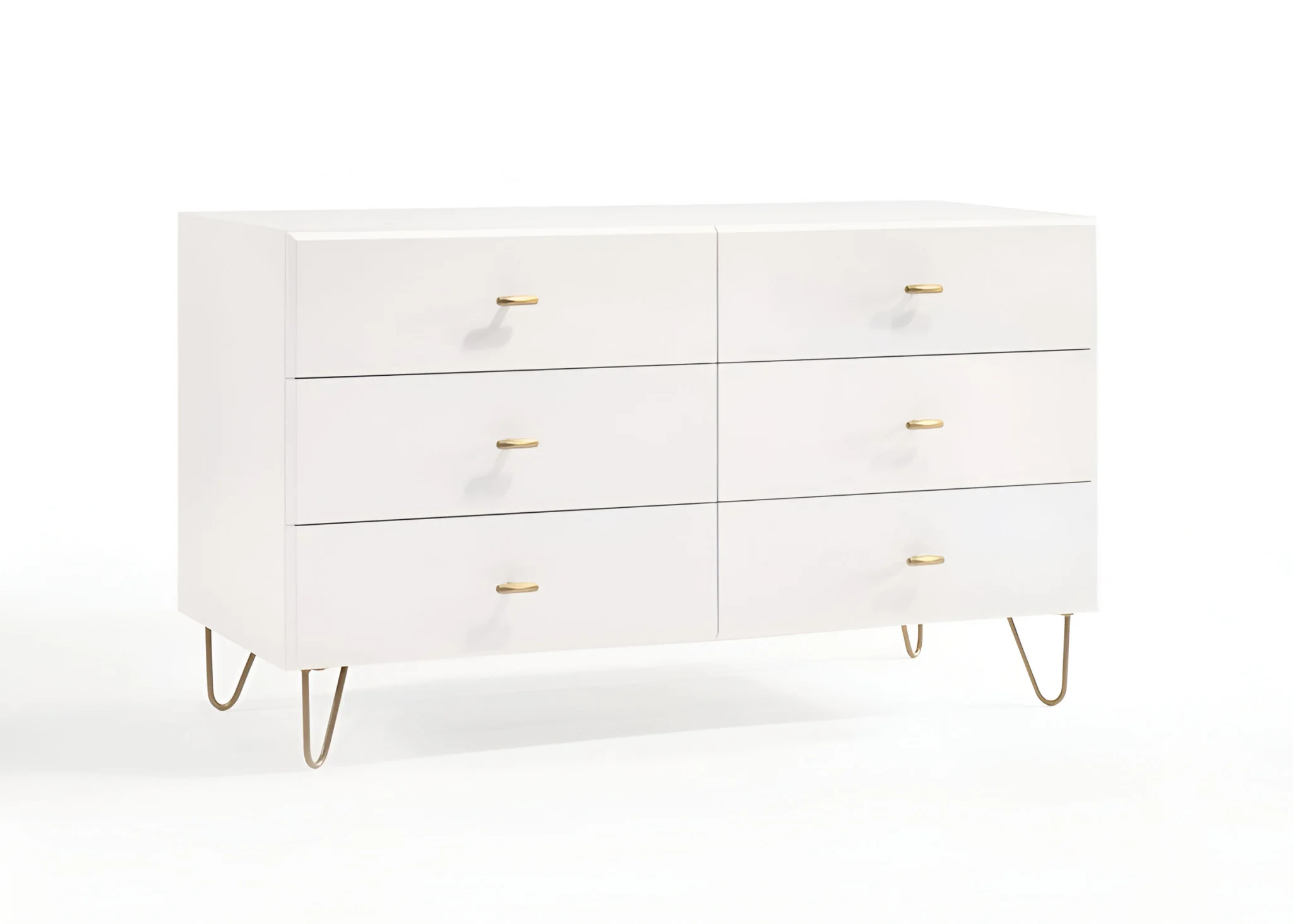 White Manufactured Wood Six Drawer Double Dresser By Homeroots - Image 6
