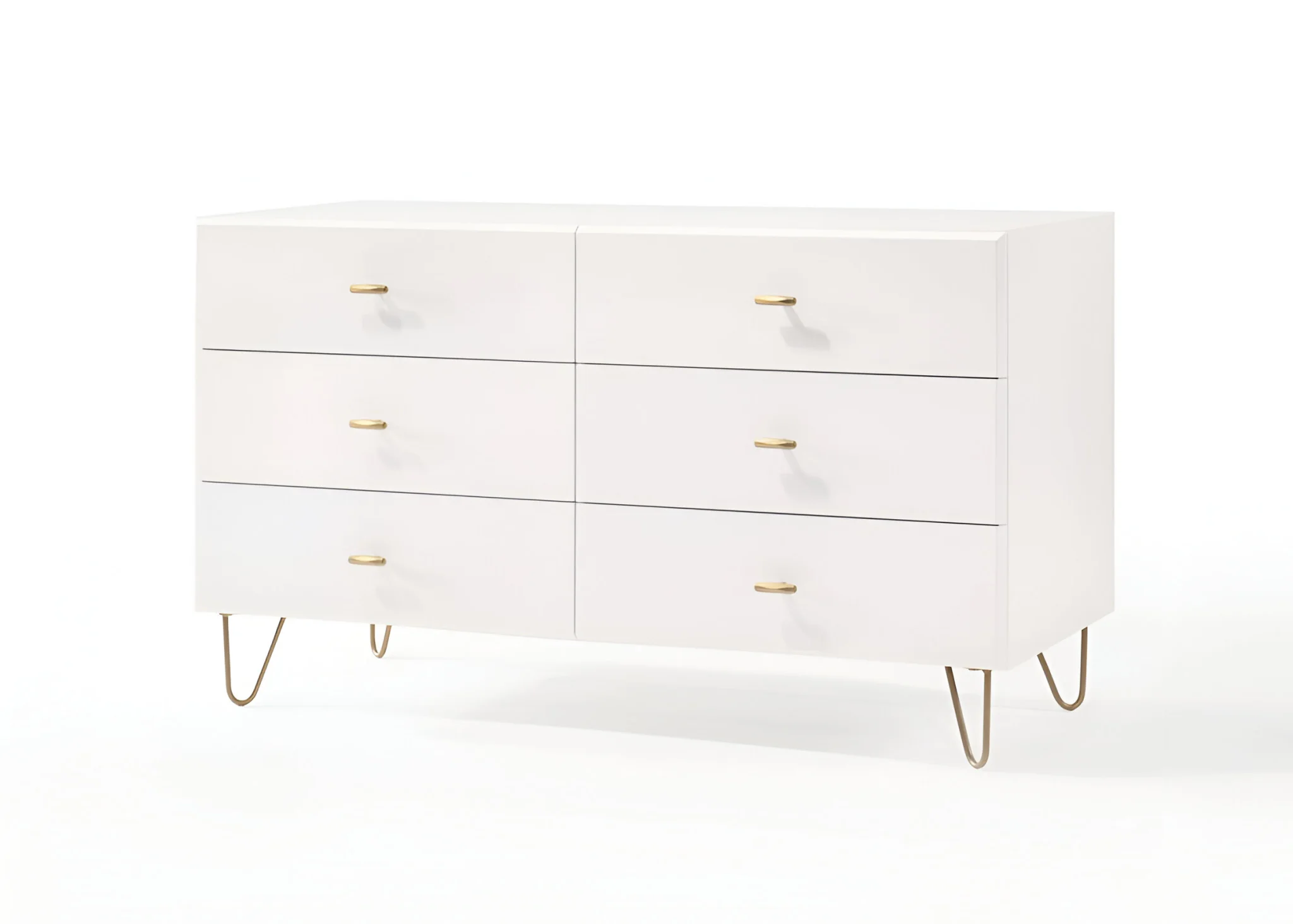 White Manufactured Wood Six Drawer Double Dresser By Homeroots - Image 7