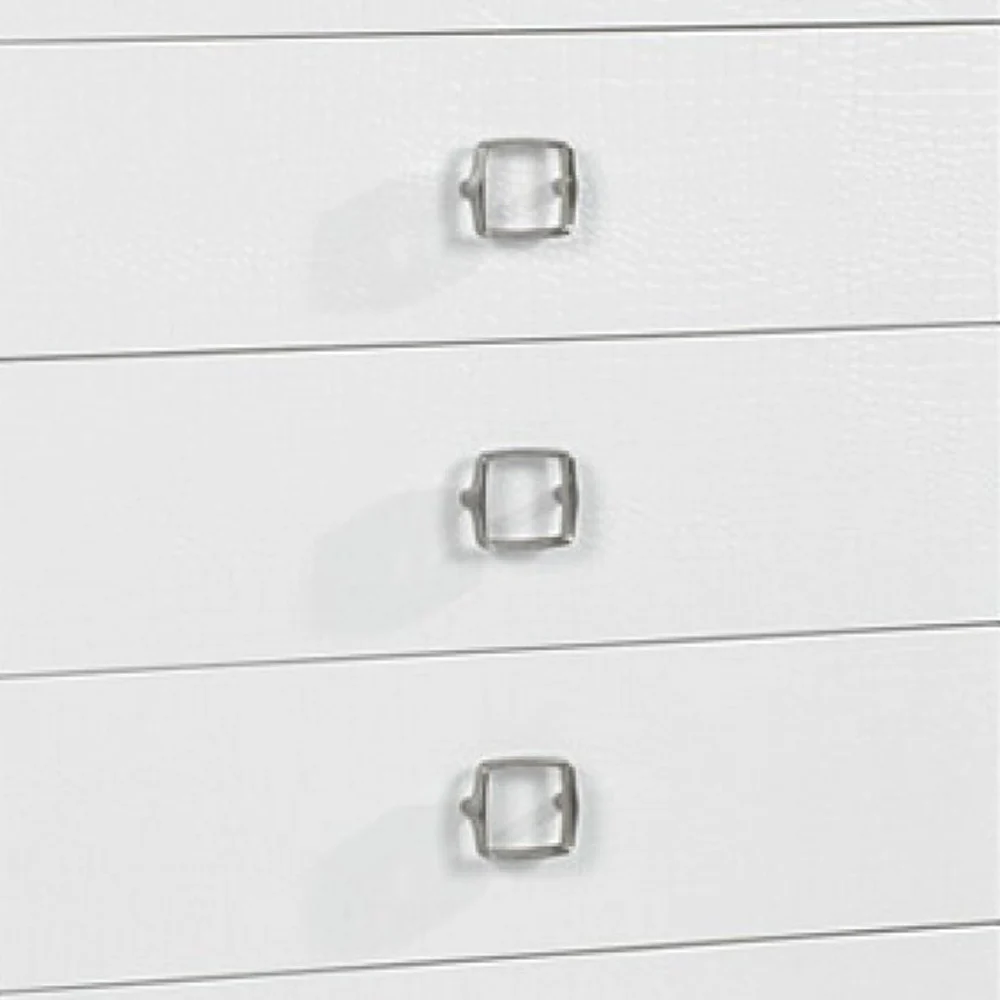 White Manufactured Wood + Solid Wood Stainless Steel Six Drawer Chest By Homeroots - Image 3