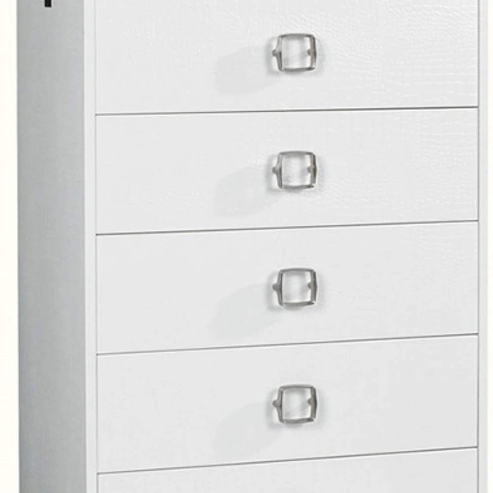 White Manufactured Wood + Solid Wood Stainless Steel Six Drawer Chest By Homeroots - Image 4