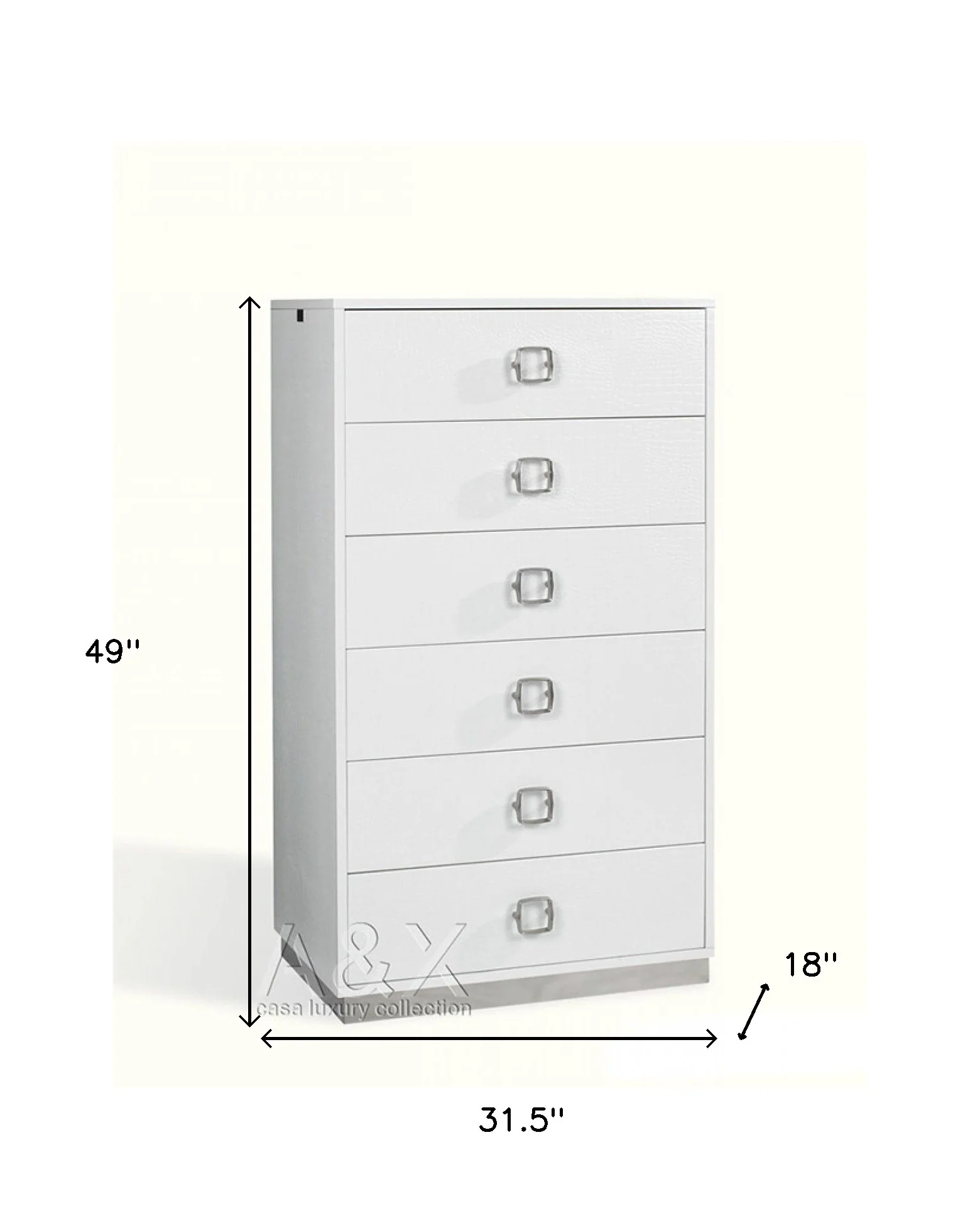White Manufactured Wood + Solid Wood Stainless Steel Six Drawer Chest By Homeroots - Image 5