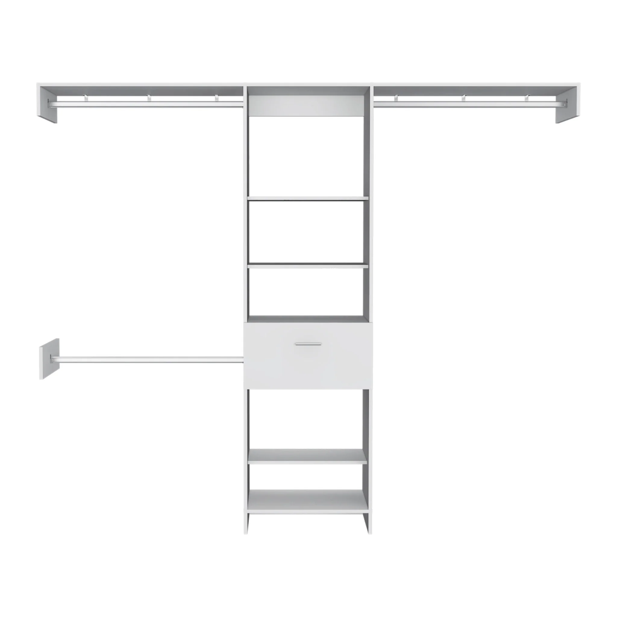 White Manufactured Wood Standard With Five Shelves And One Drawer By Homeroots - Image 2