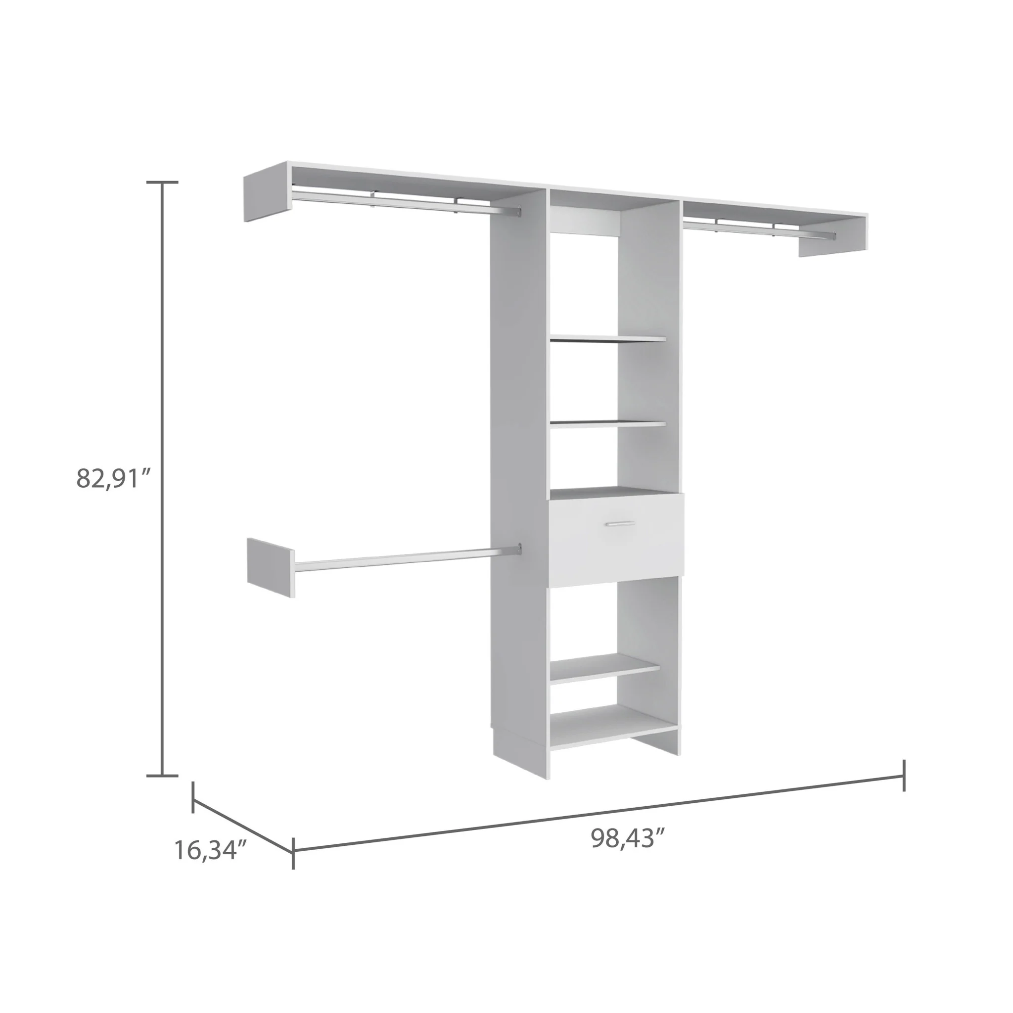 White Manufactured Wood Standard With Five Shelves And One Drawer By Homeroots - Image 4