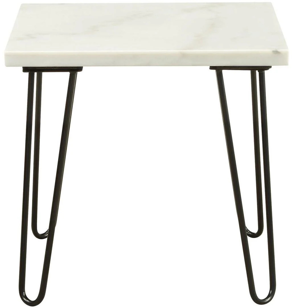 White Marble and Gold Geometric End Table By Homeroots - Image 6