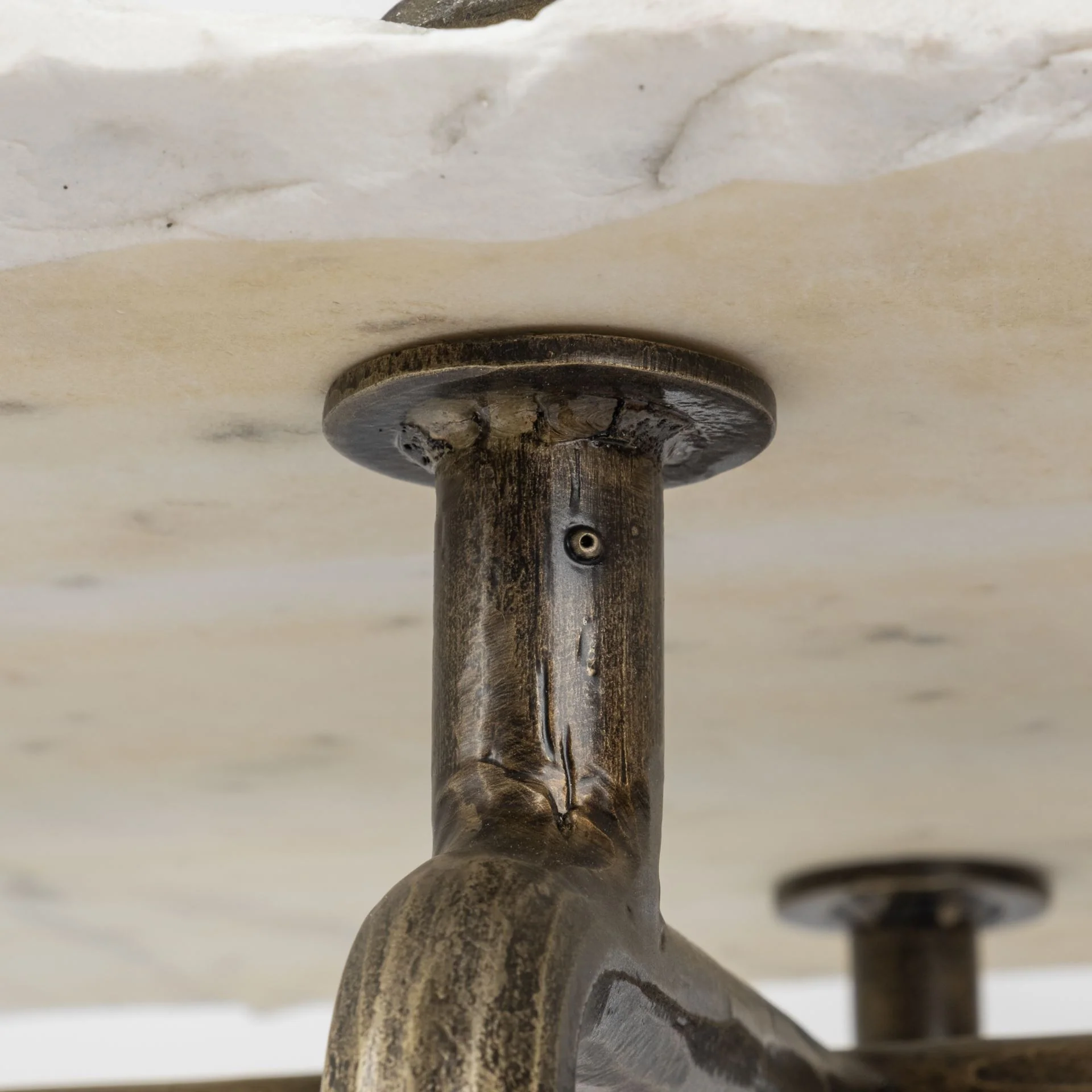 White Marble Console Table With Brass Toned Iron Base By Homeroots - Image 5