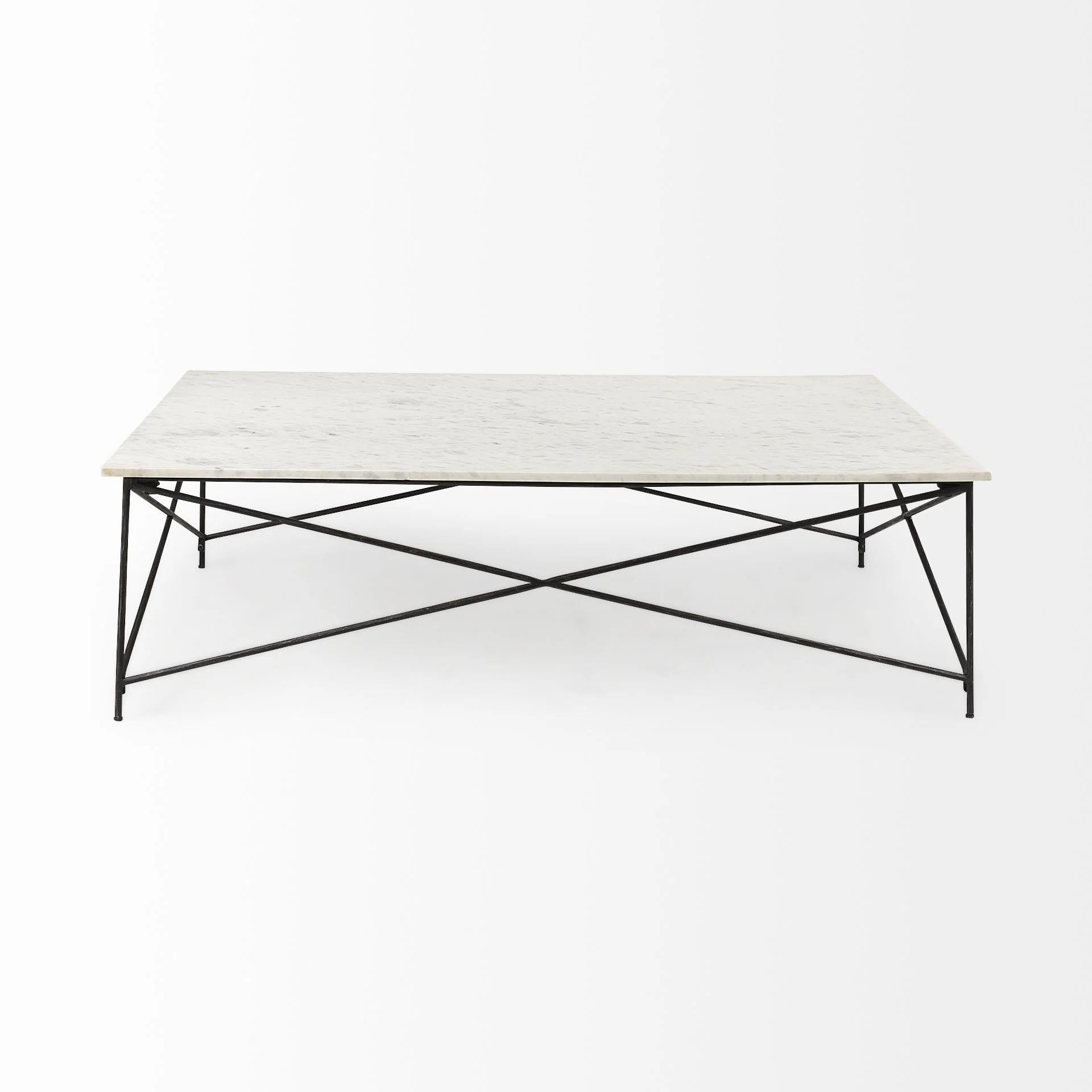 White Marble Criss Cross Base Coffee Table By Homeroots - Image 3