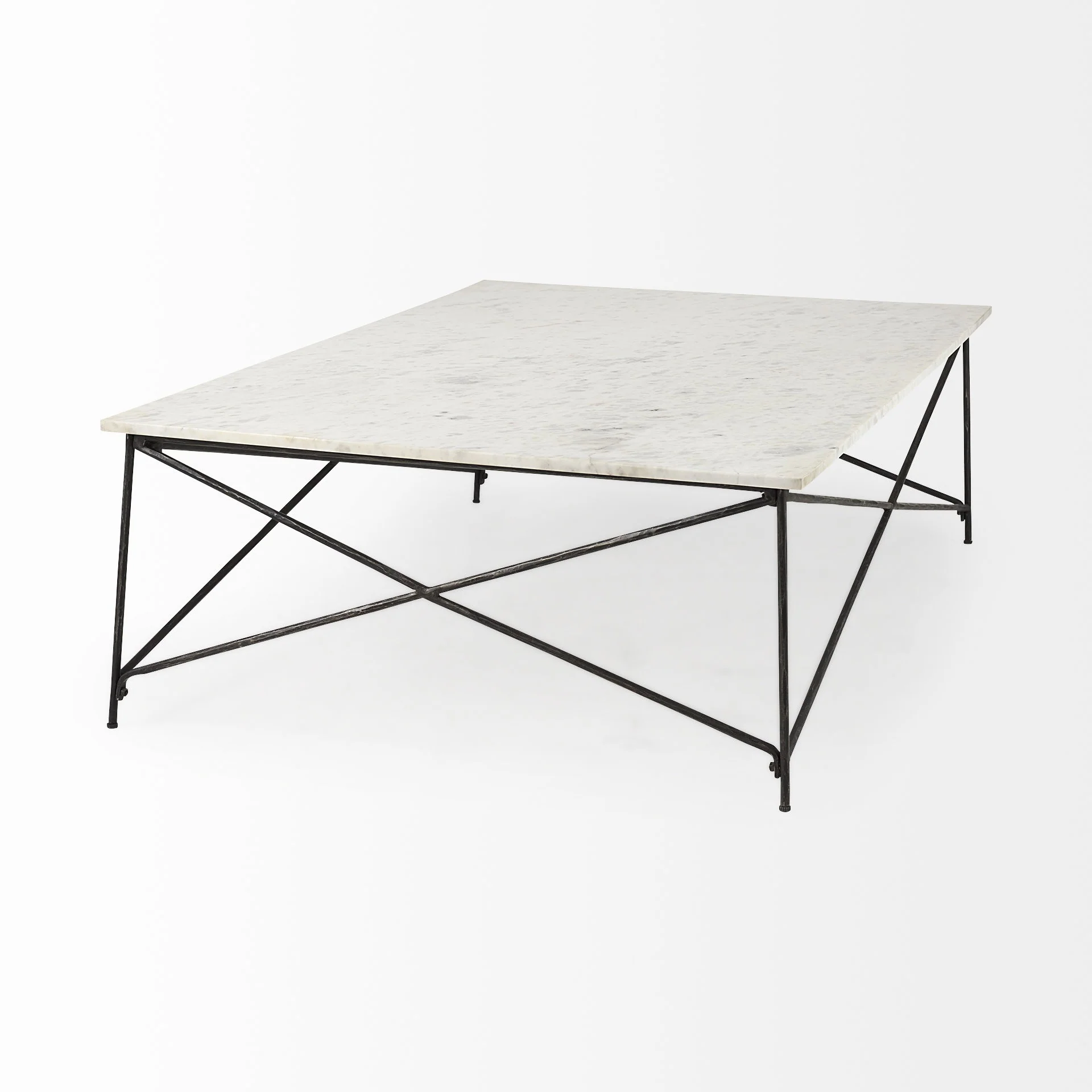 White Marble Criss Cross Base Coffee Table By Homeroots - Image 5