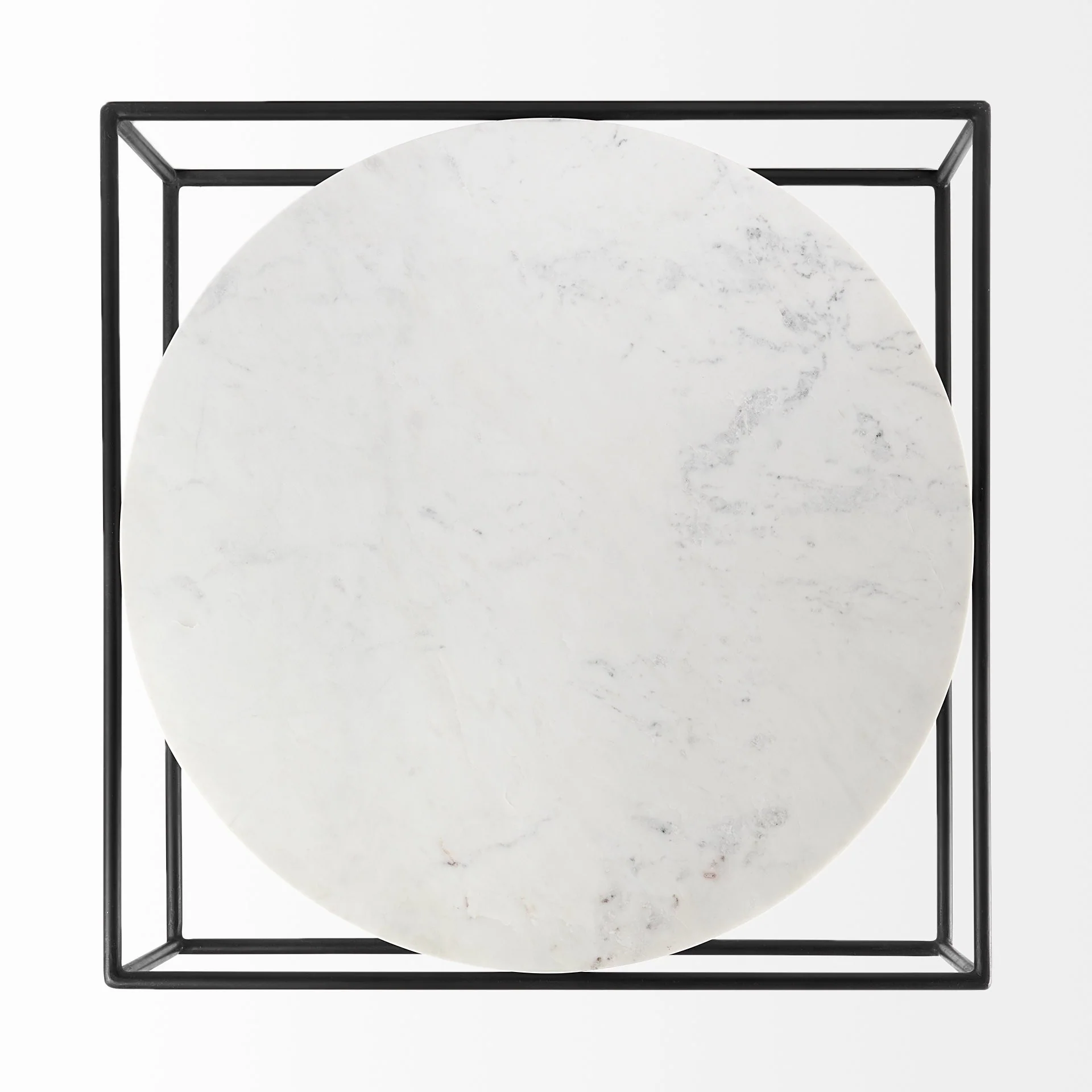 White Marble Metal Frame Round in Square Coffee Table By Homeroots - Image 5