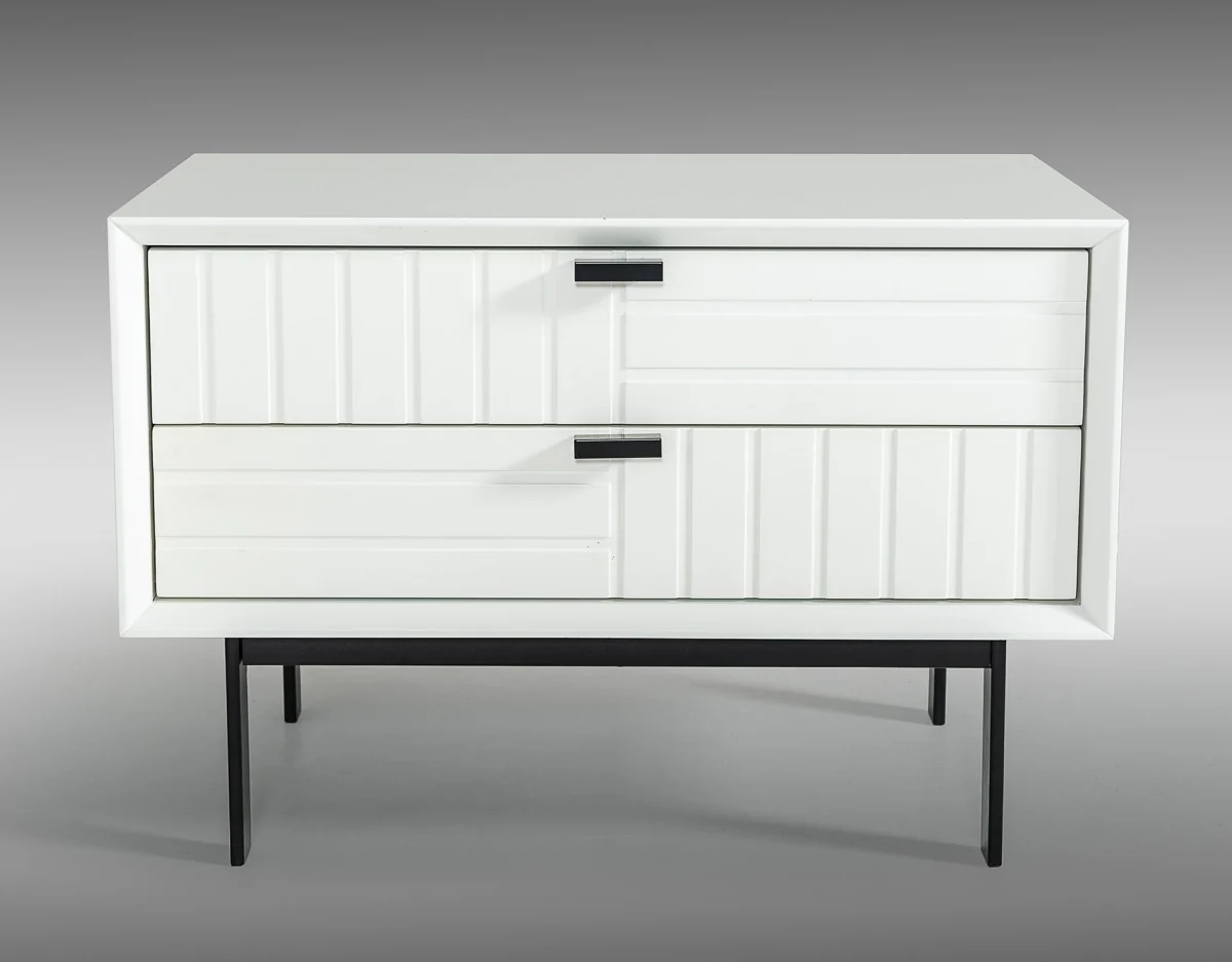 White Matte Contemporary Nightstand With Two Drawers By Homeroots - Image 2