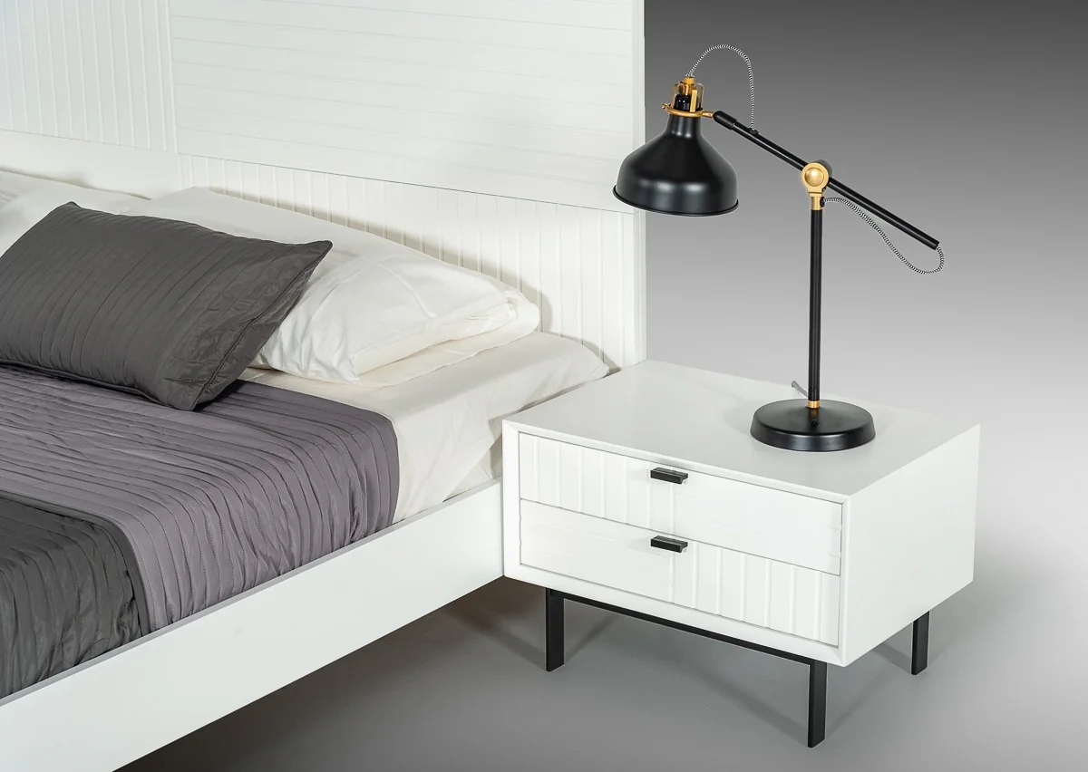 White Matte Contemporary Nightstand With Two Drawers By Homeroots - Image 4