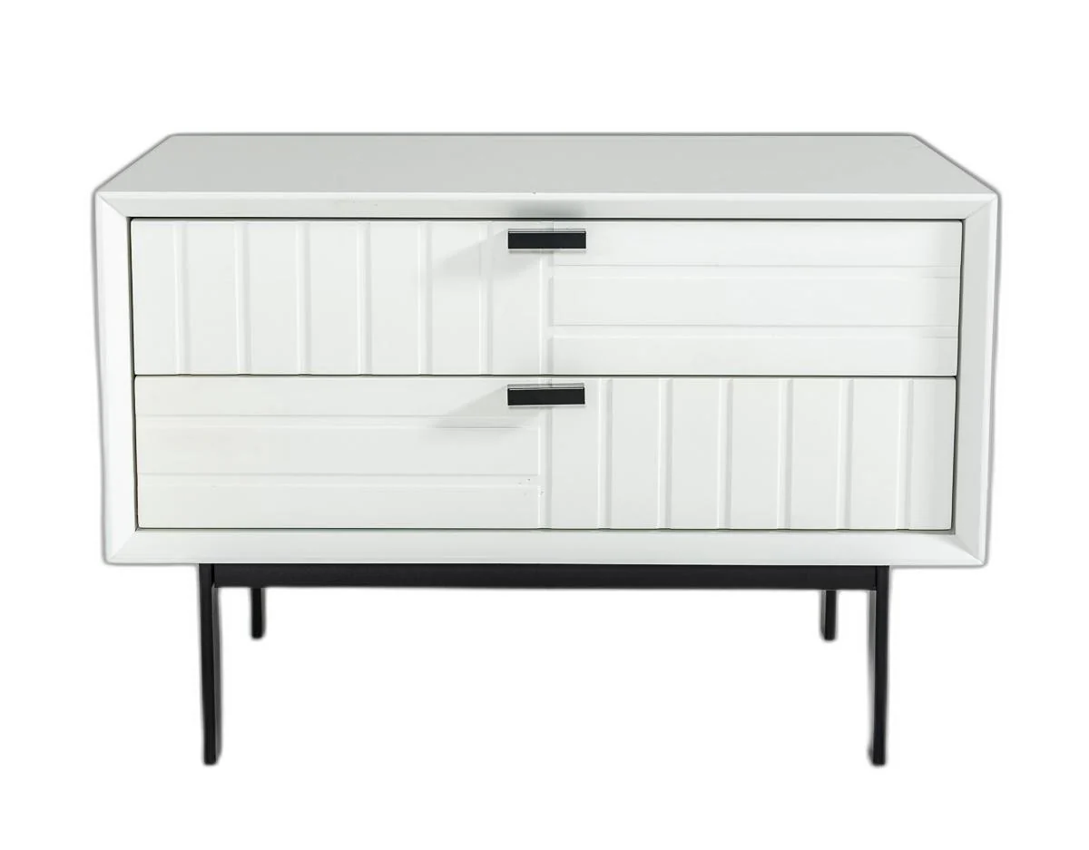 White Matte Contemporary Nightstand With Two Drawers By Homeroots - Image 5