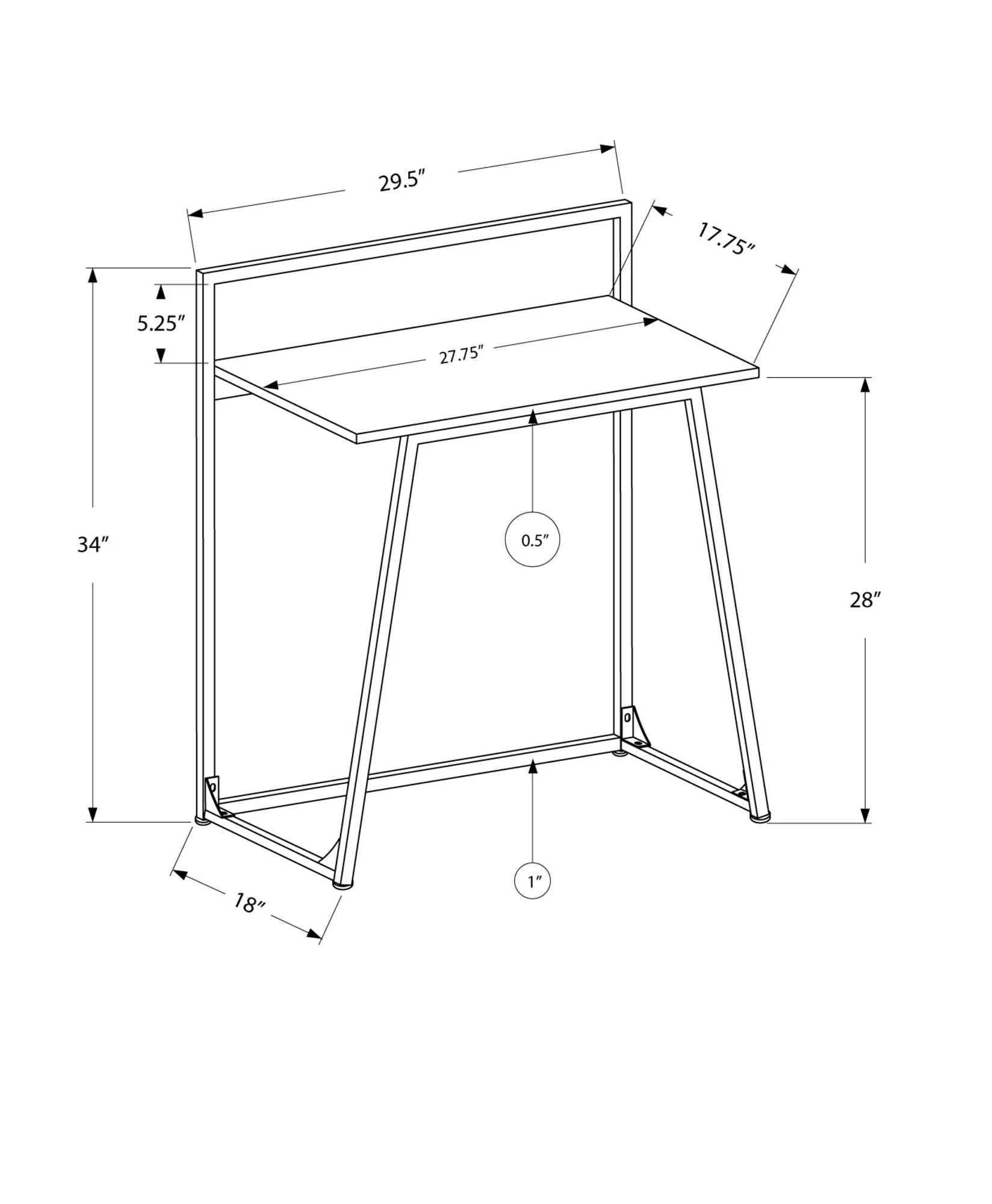 White Mdf Metal Computer Desk By Homeroots - Image 3