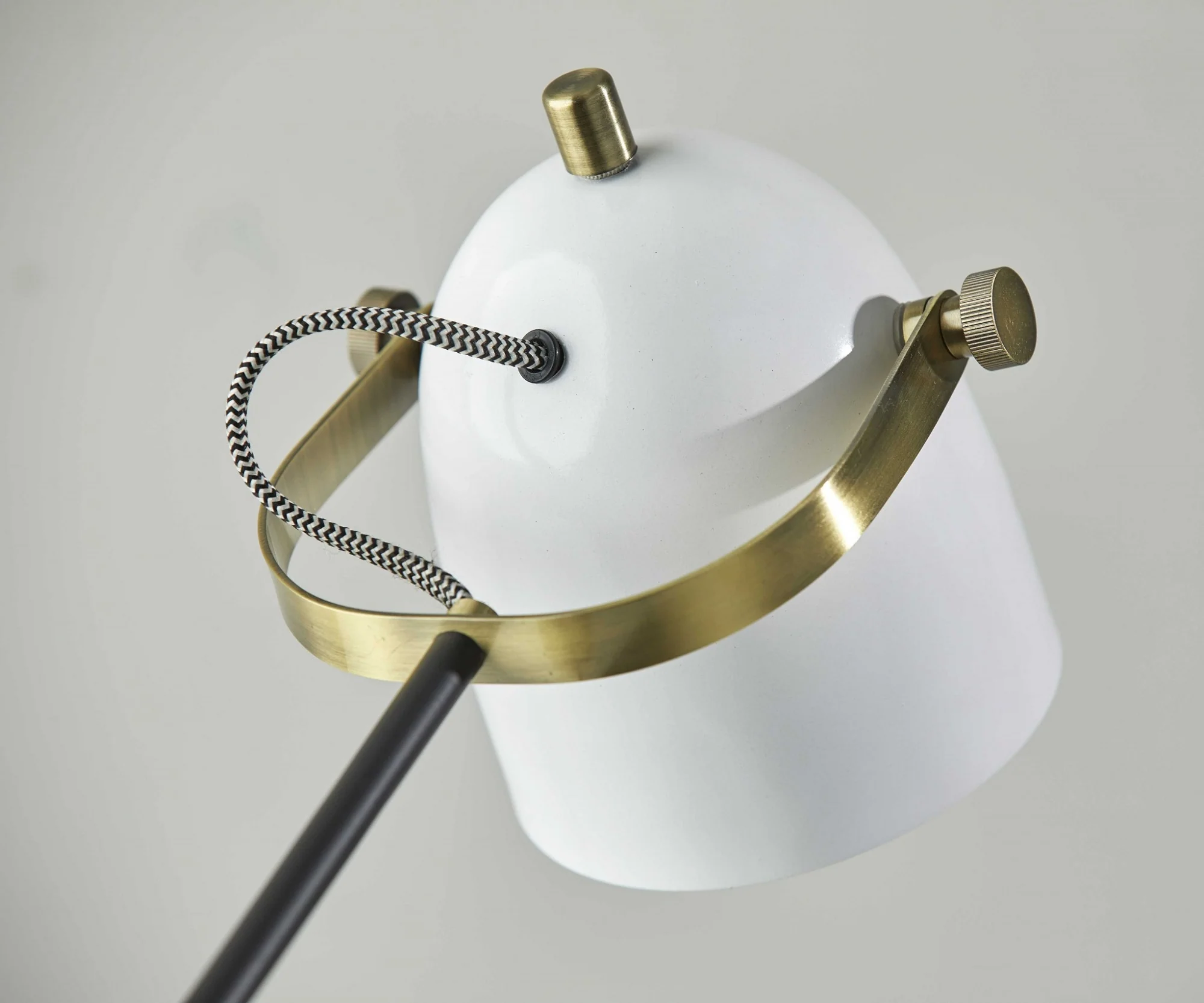 White Metal Adjustable Arm and Shade USB Port Desk Lamp By Homeroots - Image 3