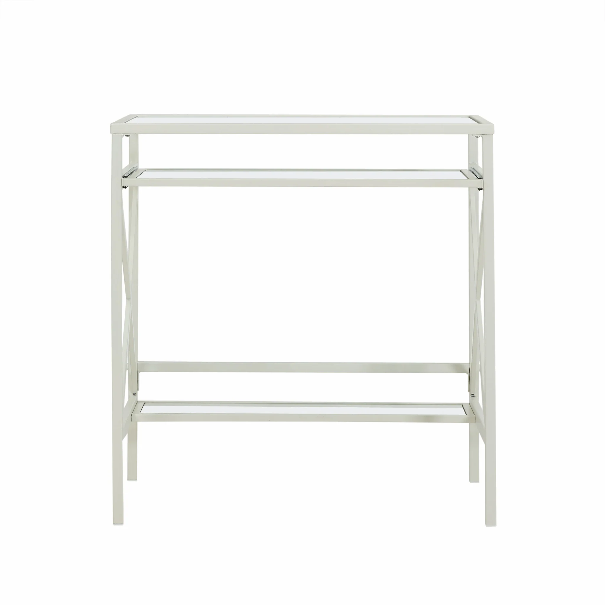 White Metal and Glass Compact Desk By Homeroots - Image 4