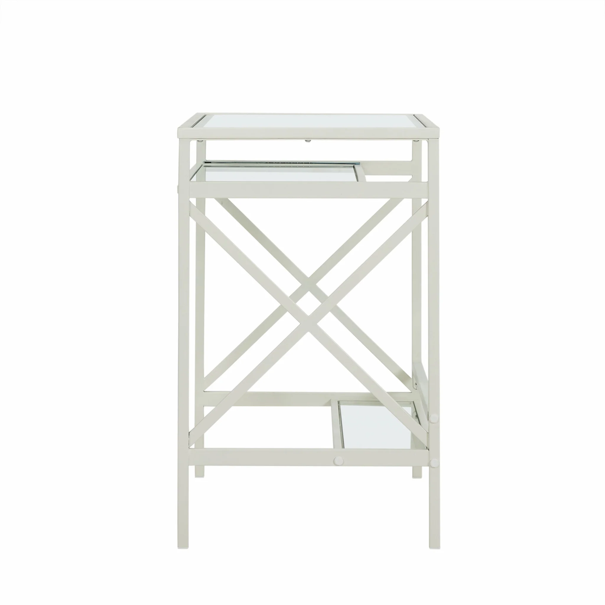 White Metal and Glass Compact Desk By Homeroots - Image 6